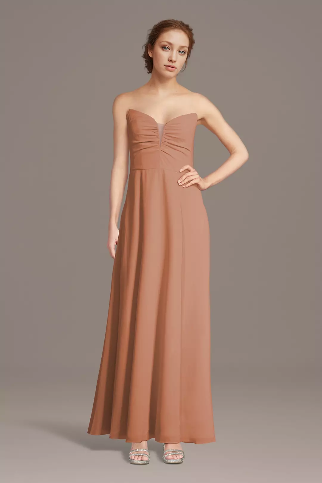 Strapless Chiffon Notch Neck A-Line Dress - Image 23