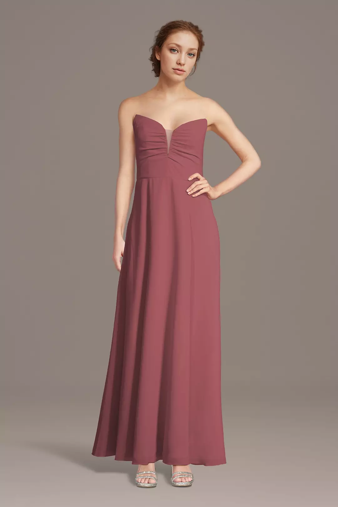 Strapless Chiffon Notch Neck A-Line Dress - Image 28