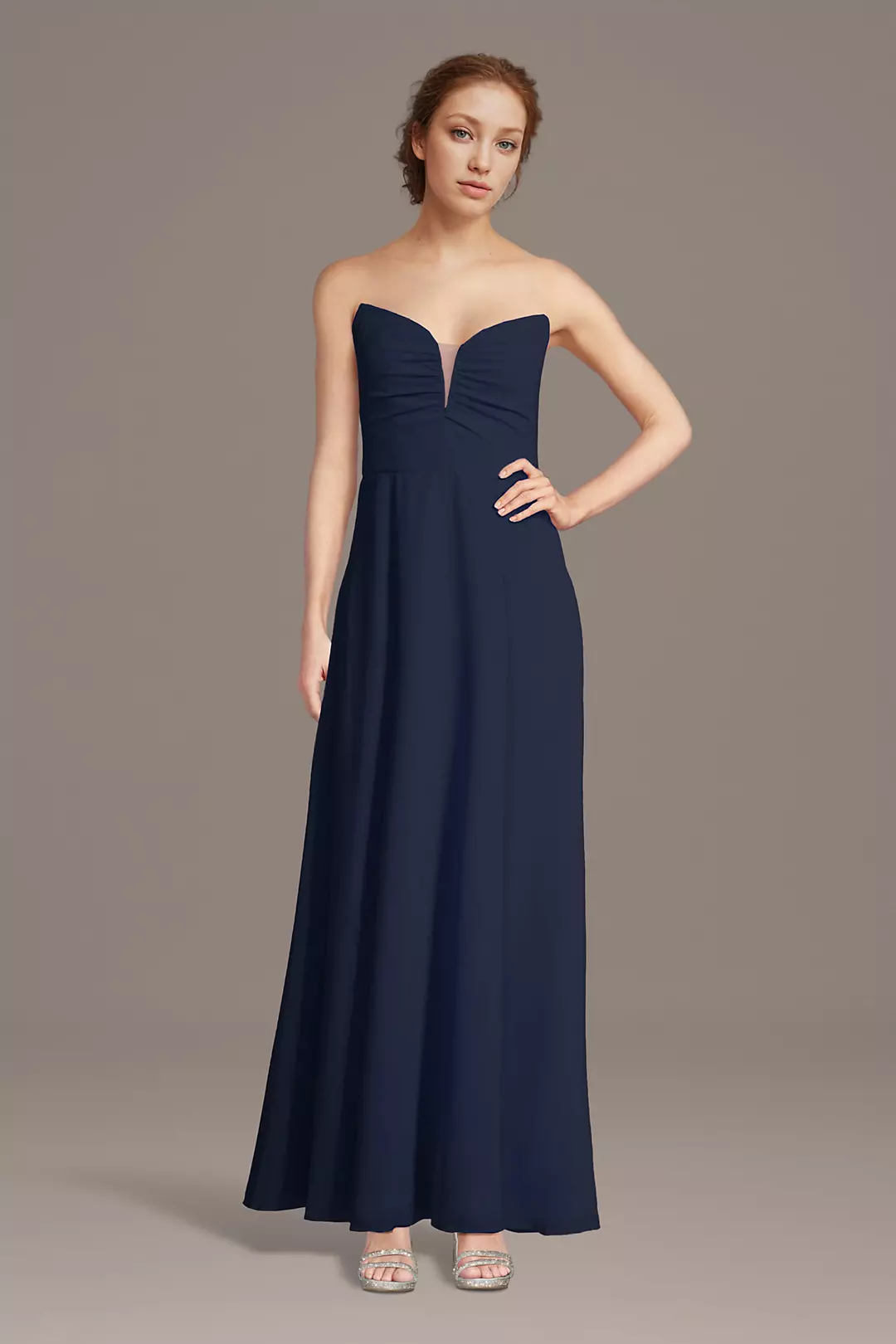 Strapless Chiffon Notch Neck A-Line Dress - Image 30