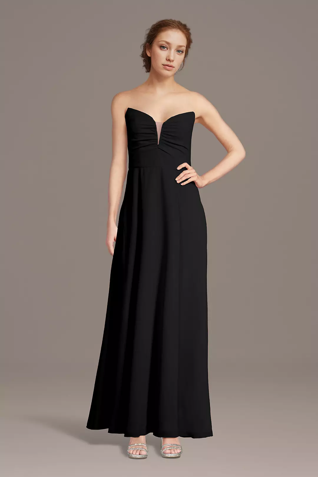 Strapless Chiffon Notch Neck A-Line Dress - Image 5