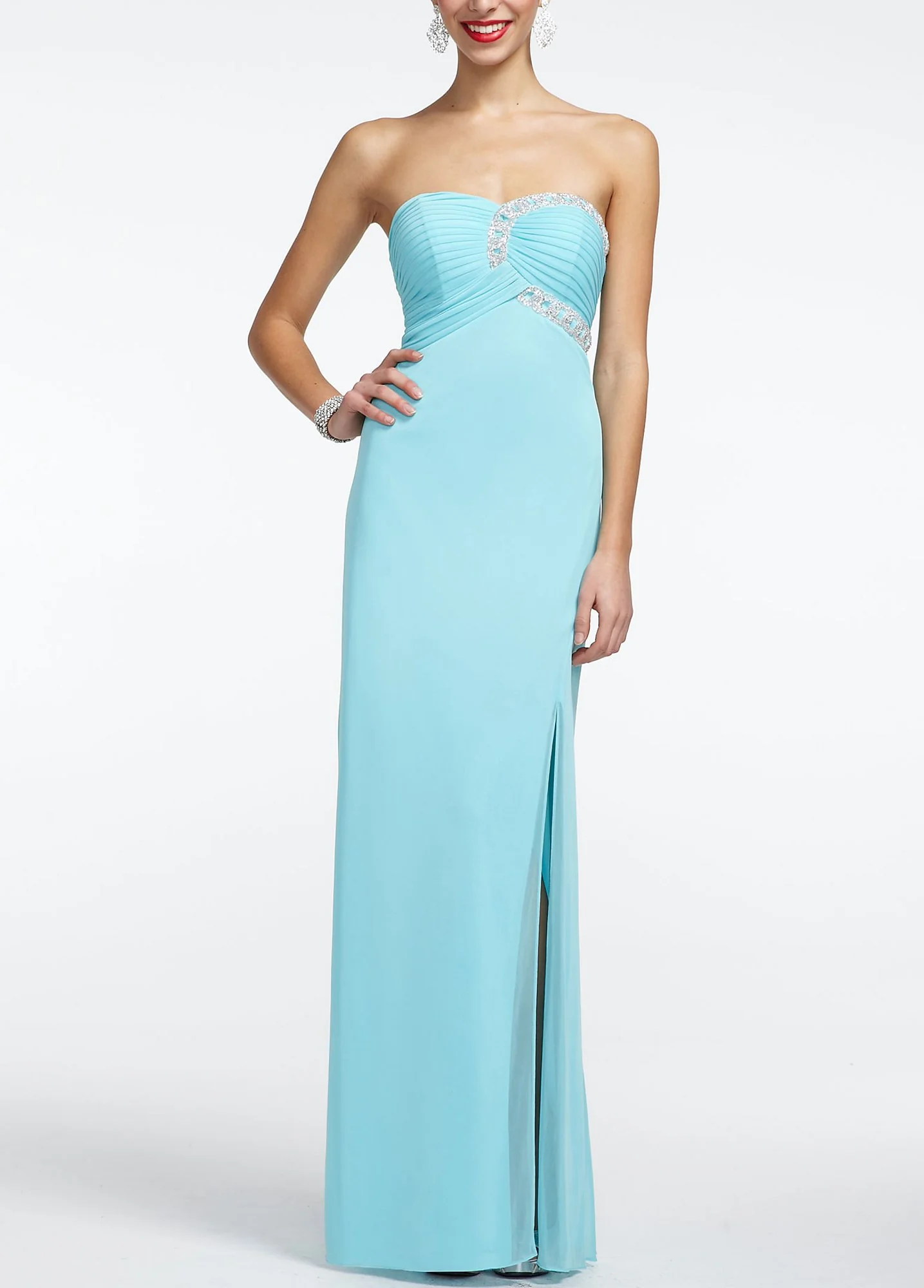 Strapless Chiffon Prom Dress with Pleated Bust