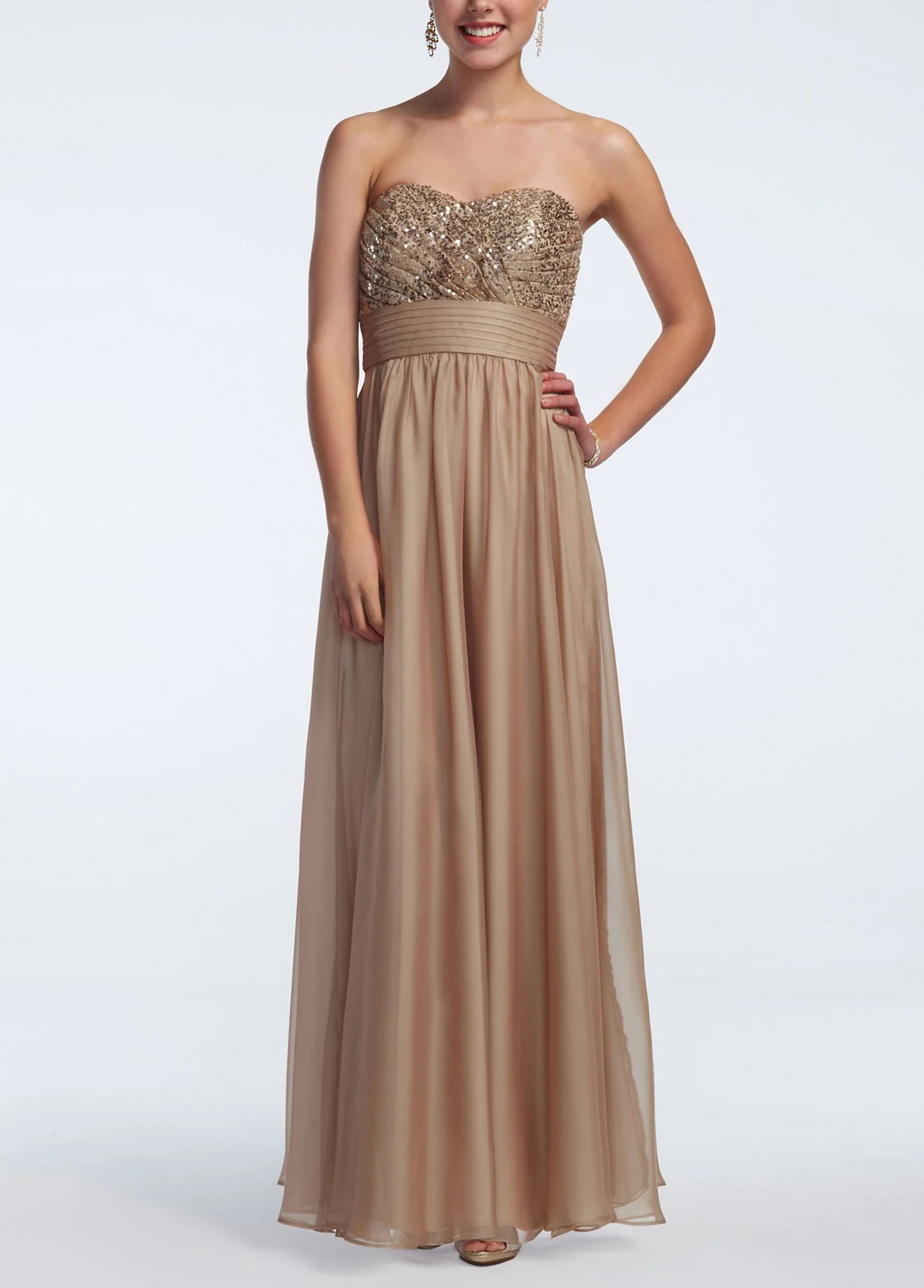 Strapless Chiffon Prom Dress with Sequin Bodice