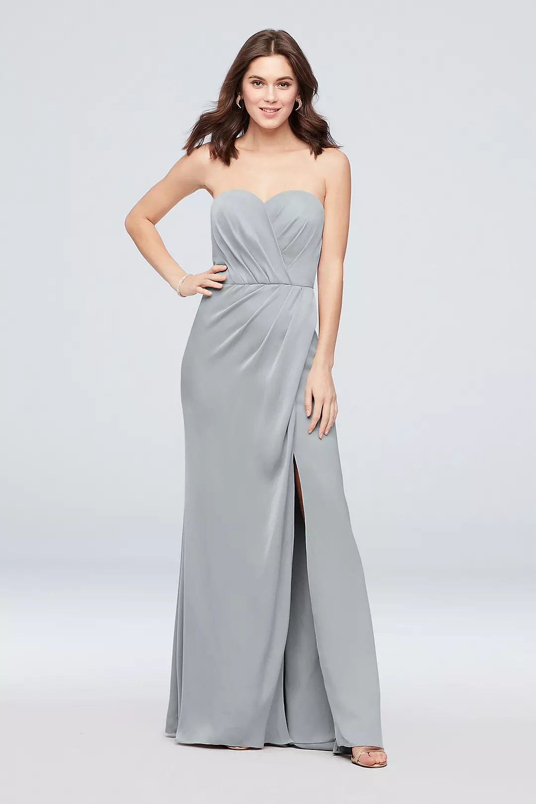 Strapless Crepe-Back Satin Pleat Bridesmaid Dress - Image 106