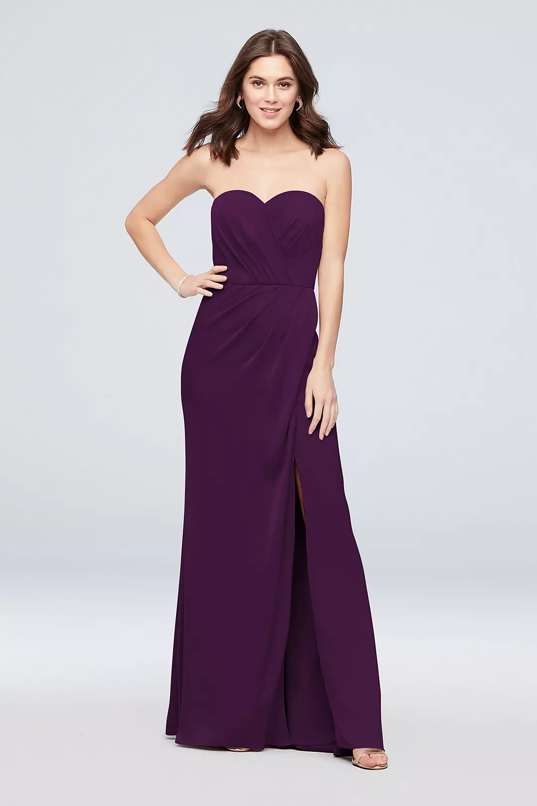Strapless Crepe-Back Satin Pleat Bridesmaid Dress - Image 114