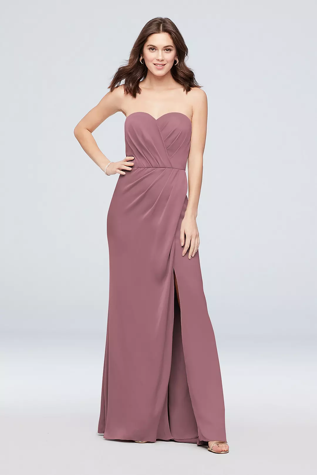 Strapless Crepe-Back Satin Pleat Bridesmaid Dress - Image 116