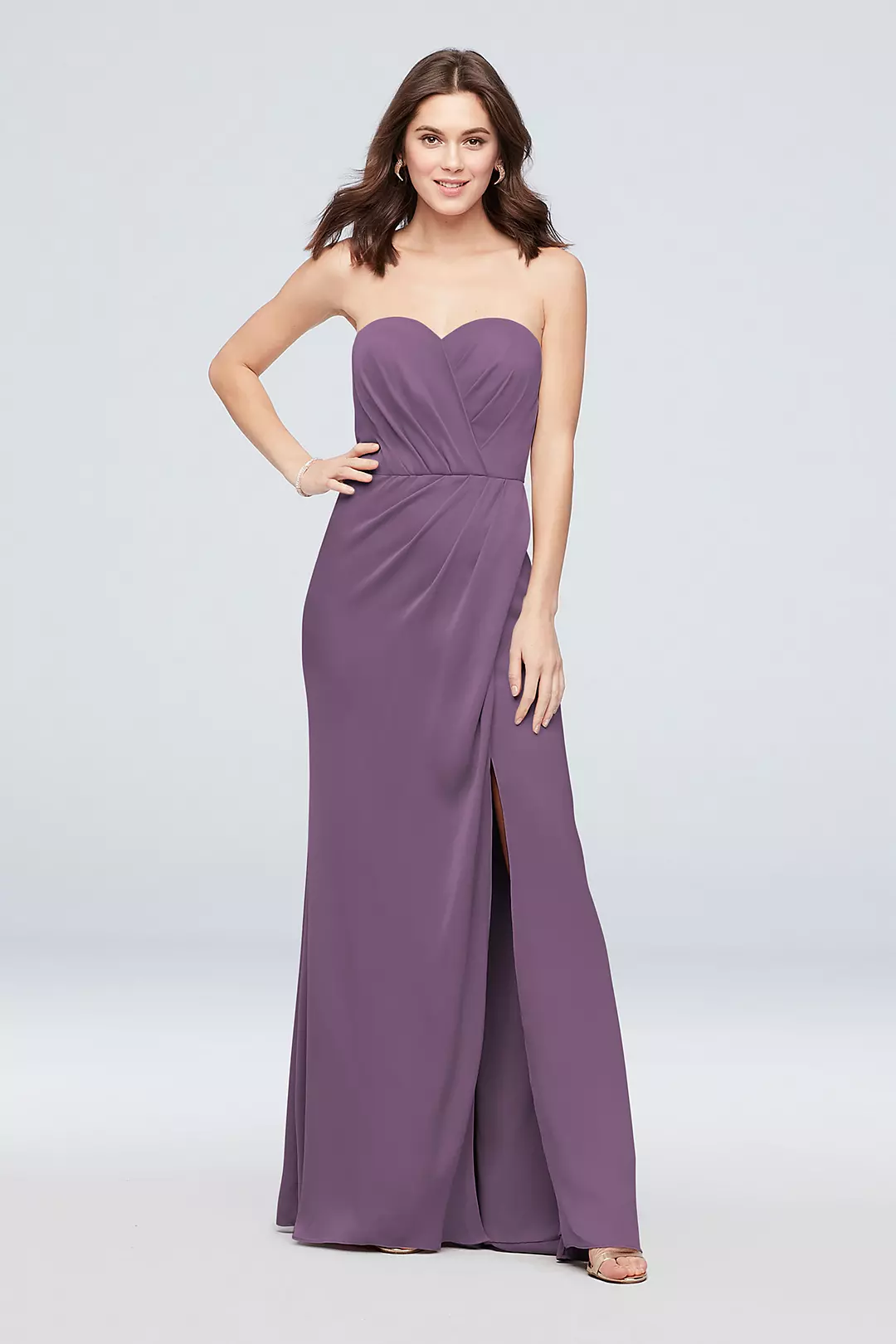 Strapless Crepe-Back Satin Pleat Bridesmaid Dress - Image 125