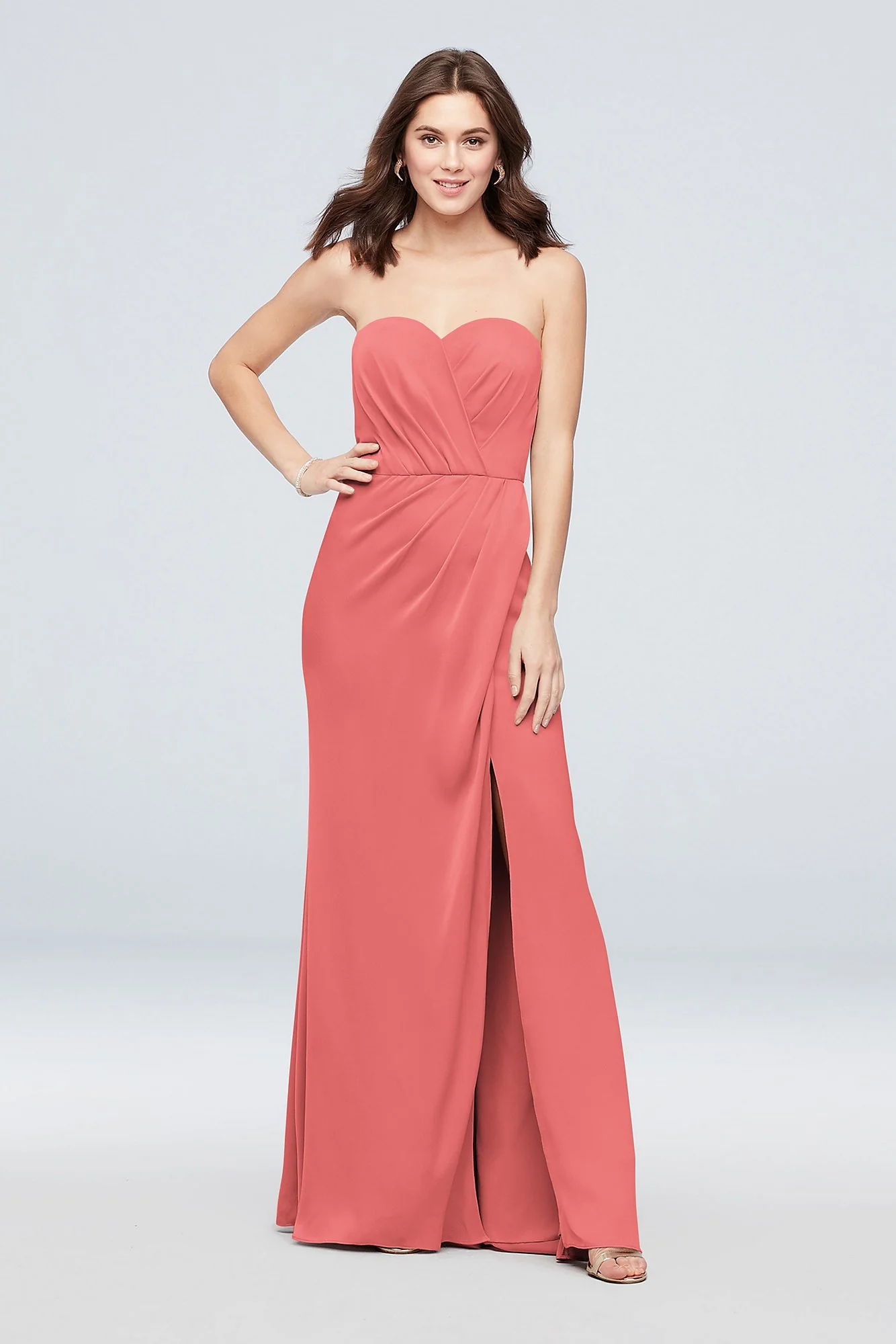 Strapless Crepe-Back Satin Pleat Bridesmaid Dress - Image 14