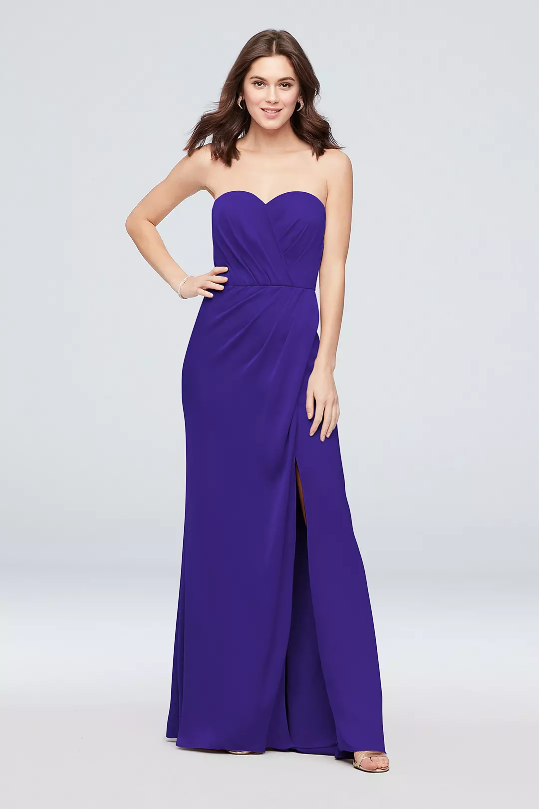 Strapless Crepe-Back Satin Pleat Bridesmaid Dress - Image 153