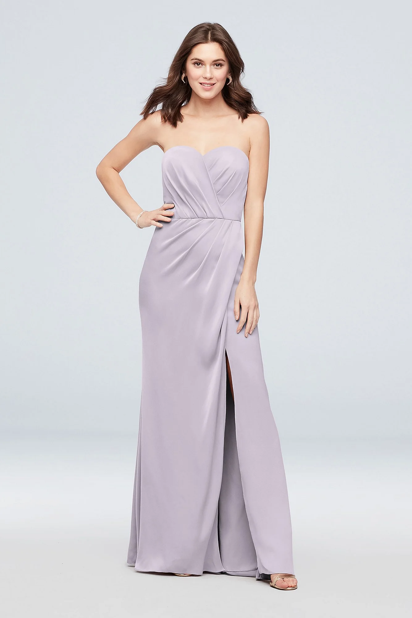 Strapless Crepe-Back Satin Pleat Bridesmaid Dress - Image 16