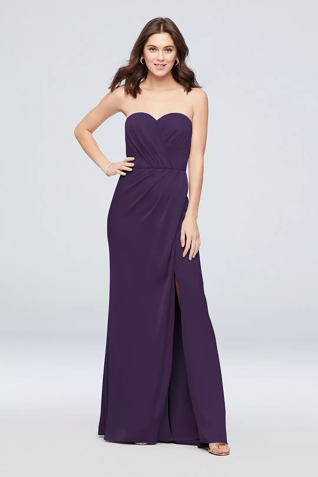Strapless Crepe-Back Satin Pleat Bridesmaid Dress - Image 176