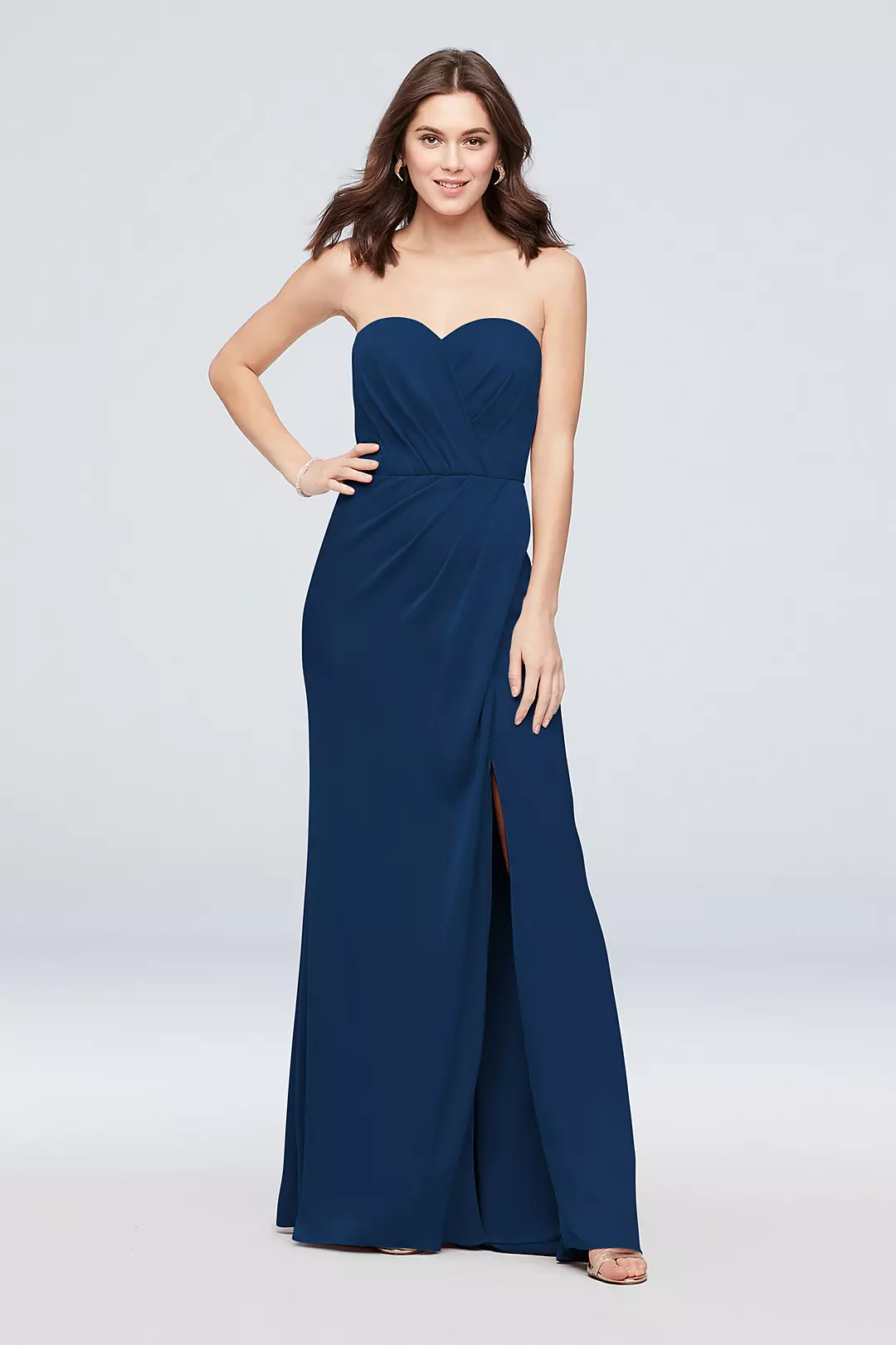 Strapless Crepe-Back Satin Pleat Bridesmaid Dress - Image 33