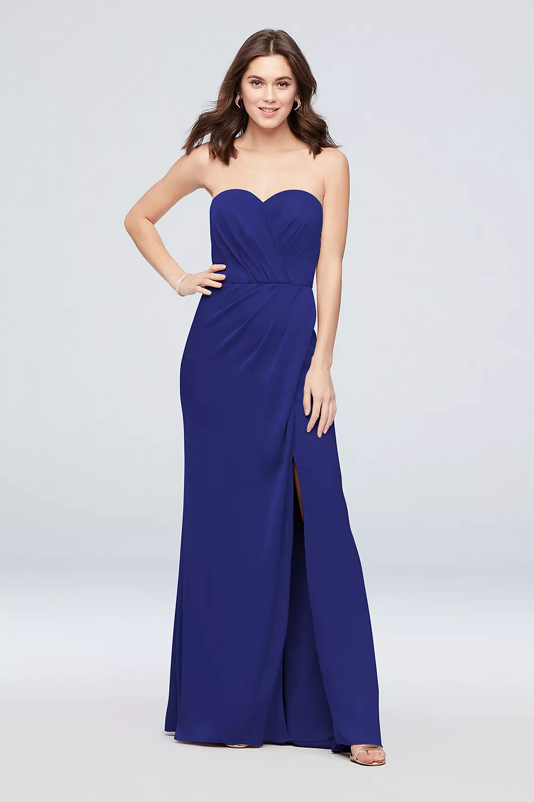 Strapless Crepe-Back Satin Pleat Bridesmaid Dress - Image 51
