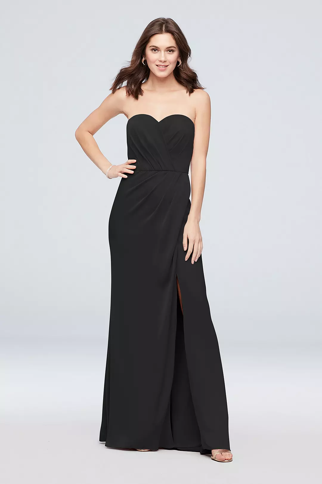 Strapless Crepe-Back Satin Pleat Bridesmaid Dress - Image 82