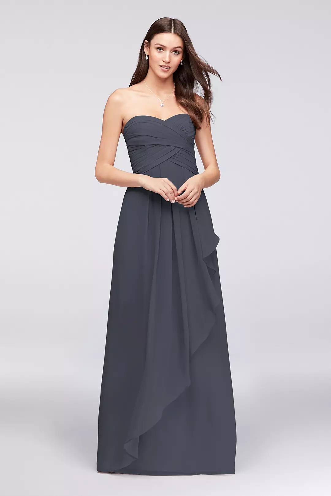 Crinkle Chiffon Dress with Cascade Skirt