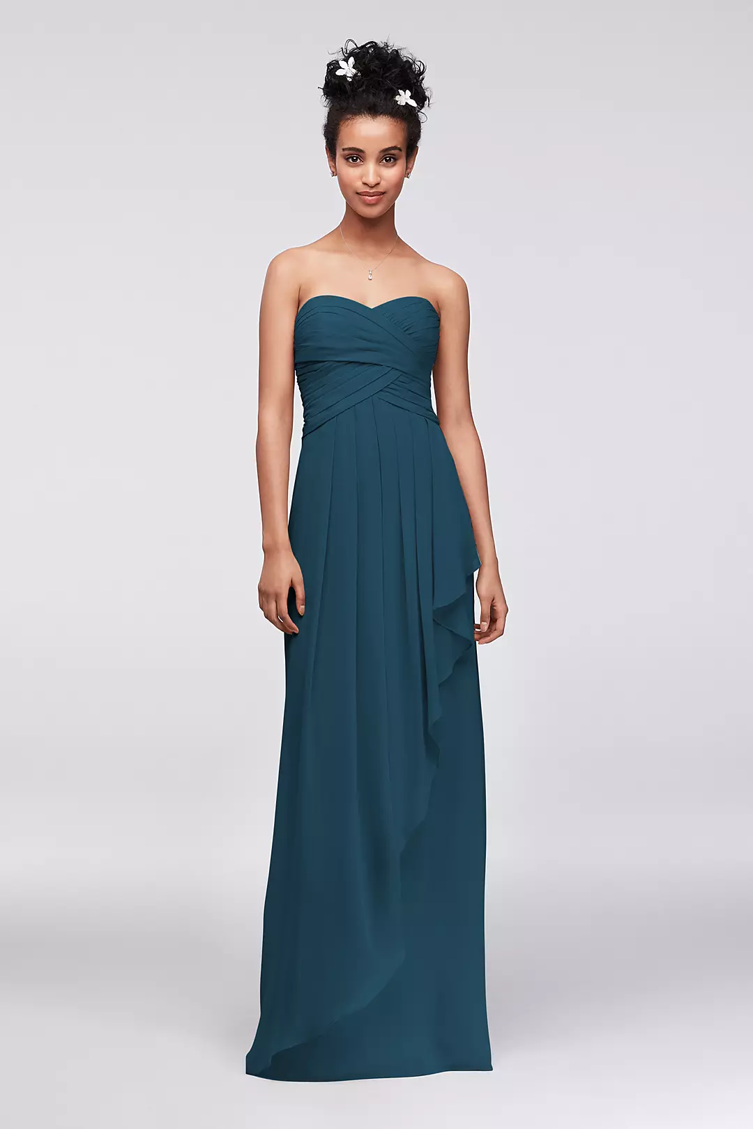 Crinkle Chiffon Dress with Cascade Skirt - Image 4