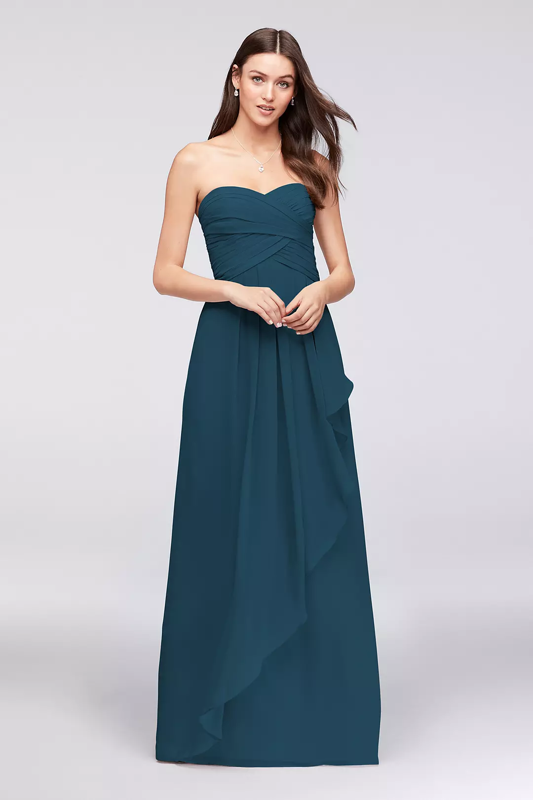 Crinkle Chiffon Dress with Cascade Skirt - Image 5