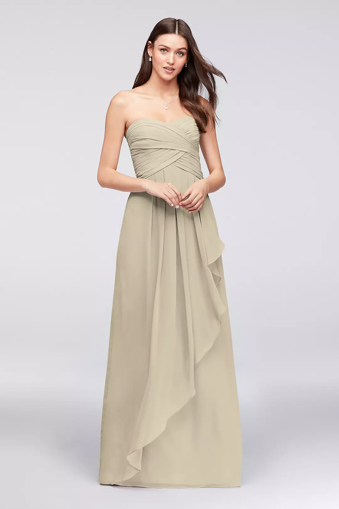 Crinkle Chiffon Dress with Cascade Skirt - Image 9