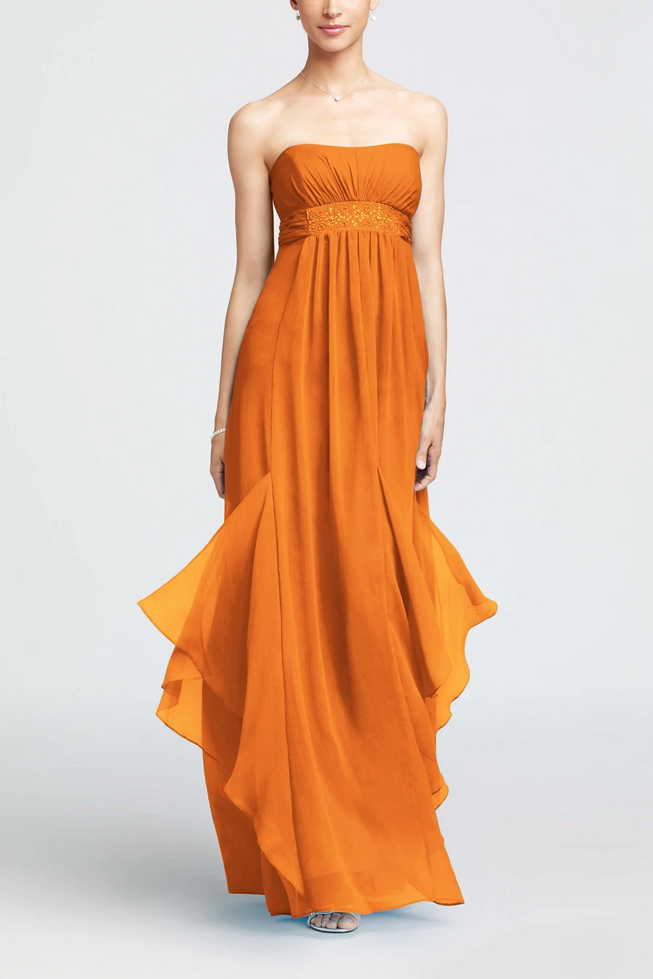Strapless Crinkle Chiffon Dress with Godets - Image 20