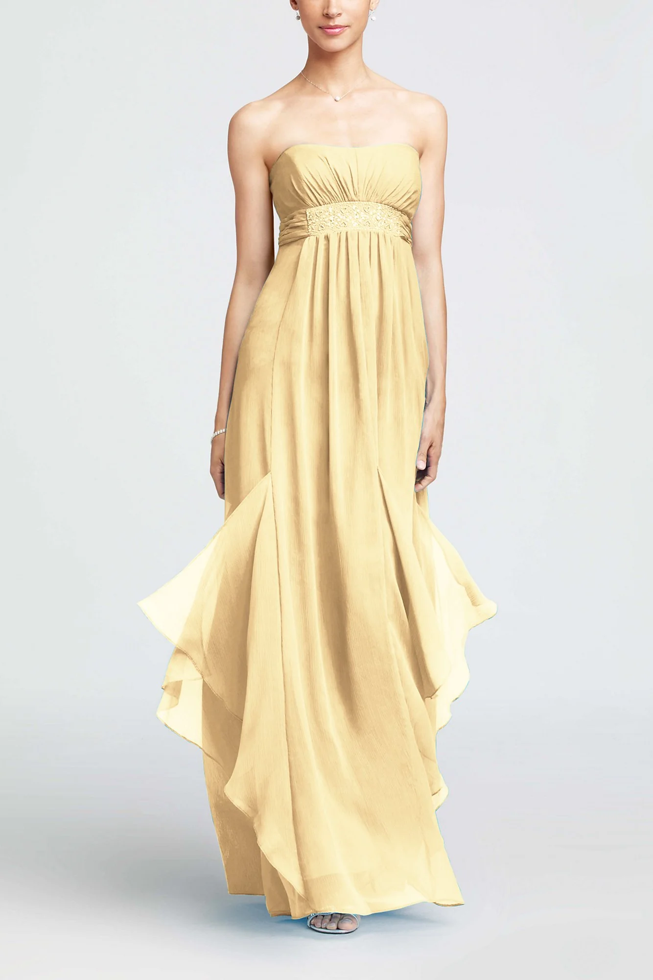 Strapless Crinkle Chiffon Dress with Godets - Image 3