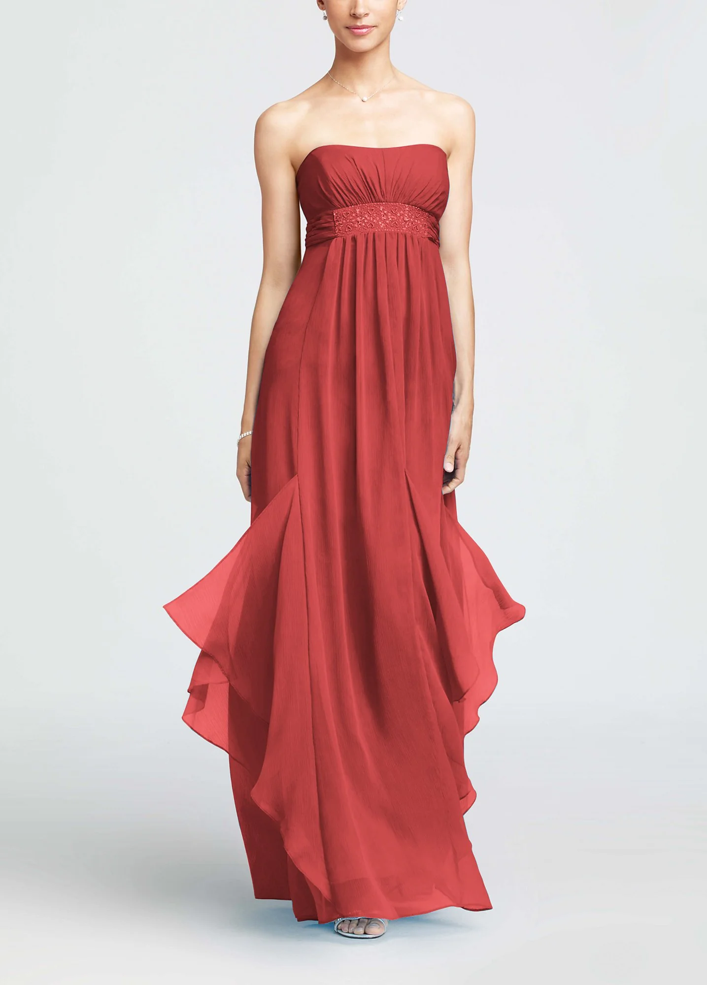 Strapless Crinkle Chiffon Dress with Godets - Image 39