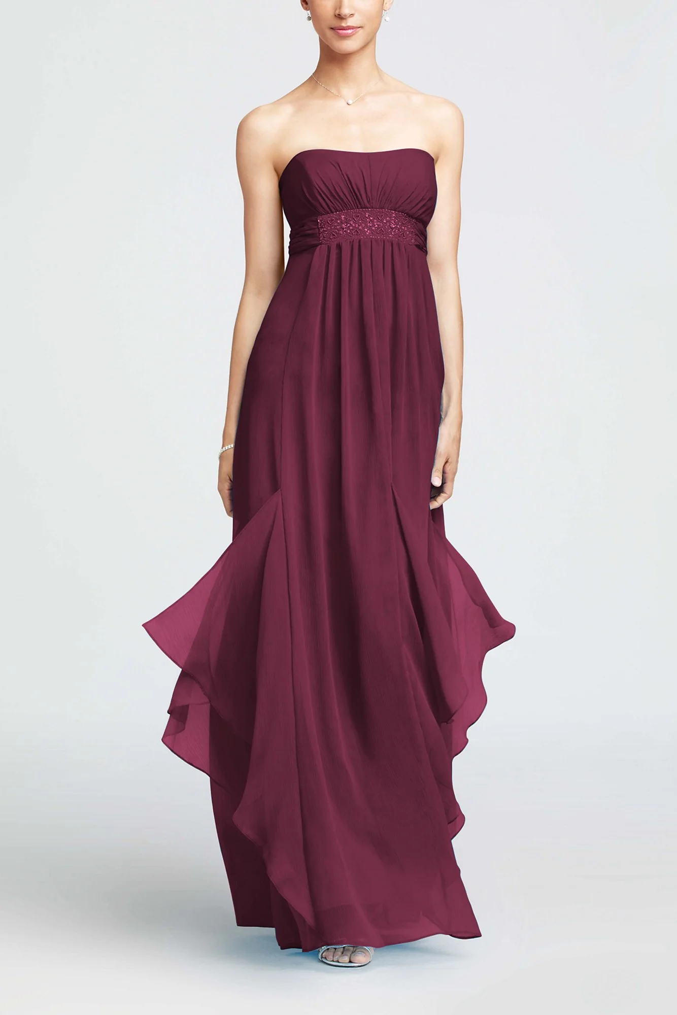 Strapless Crinkle Chiffon Dress with Godets - Image 46