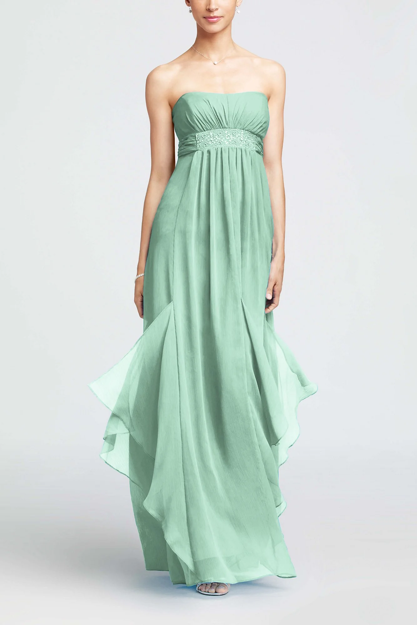 Strapless Crinkle Chiffon Dress with Godets - Image 47