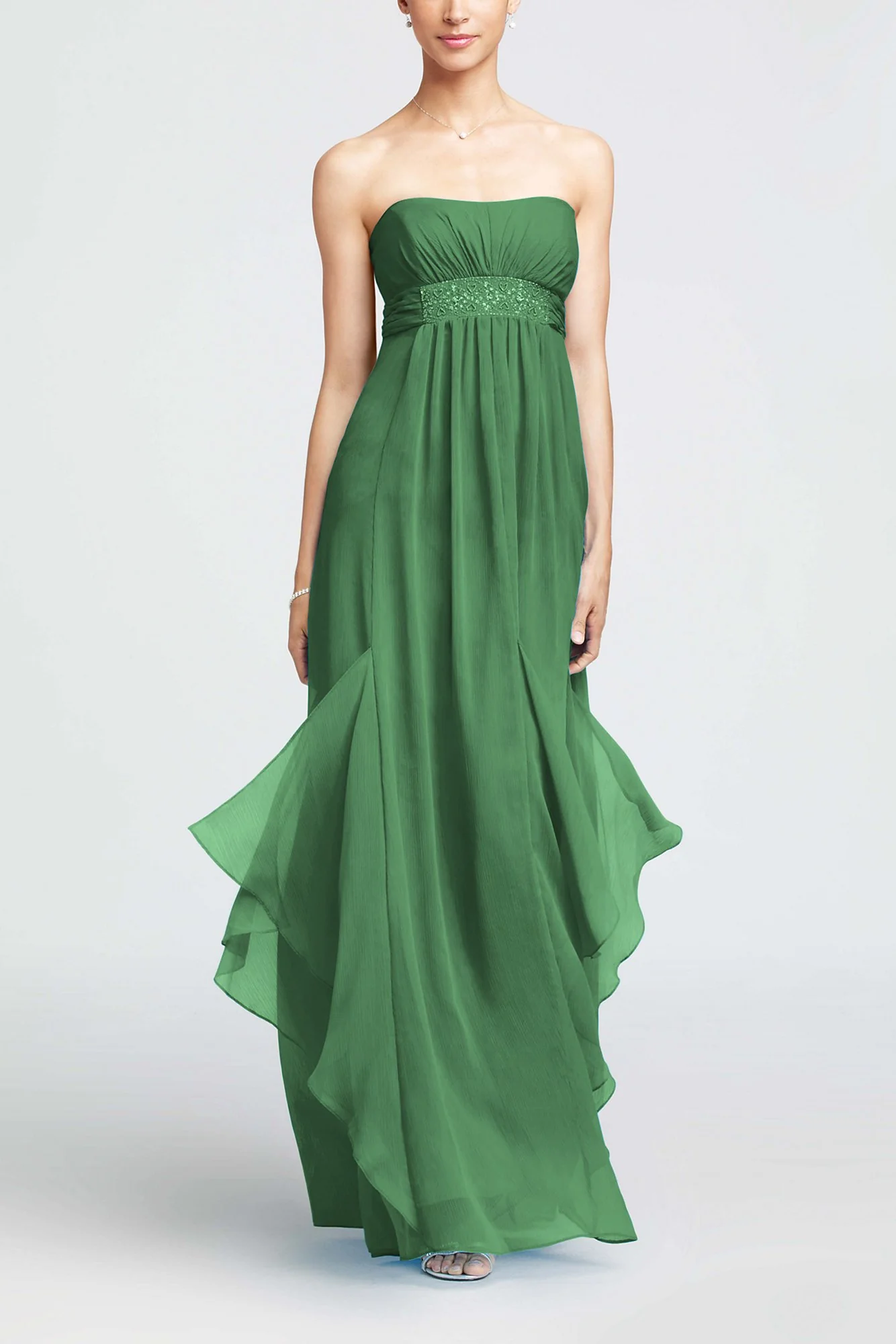Strapless Crinkle Chiffon Dress with Godets - Image 9