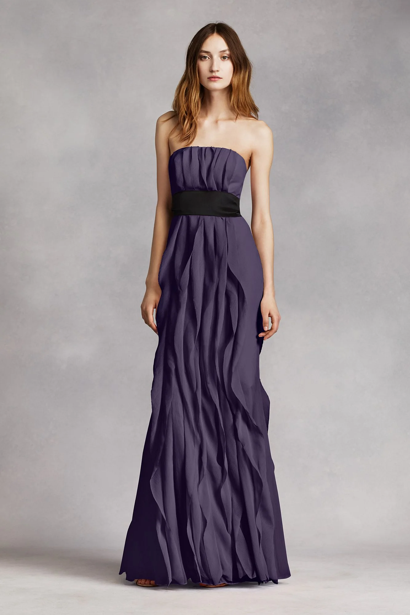 Strapless Crinkle Chiffon Dress with Mikado Sash - Image 32