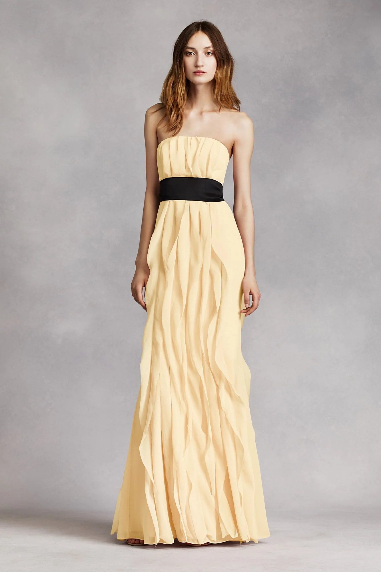 Strapless Crinkle Chiffon Dress with Mikado Sash - Image 4