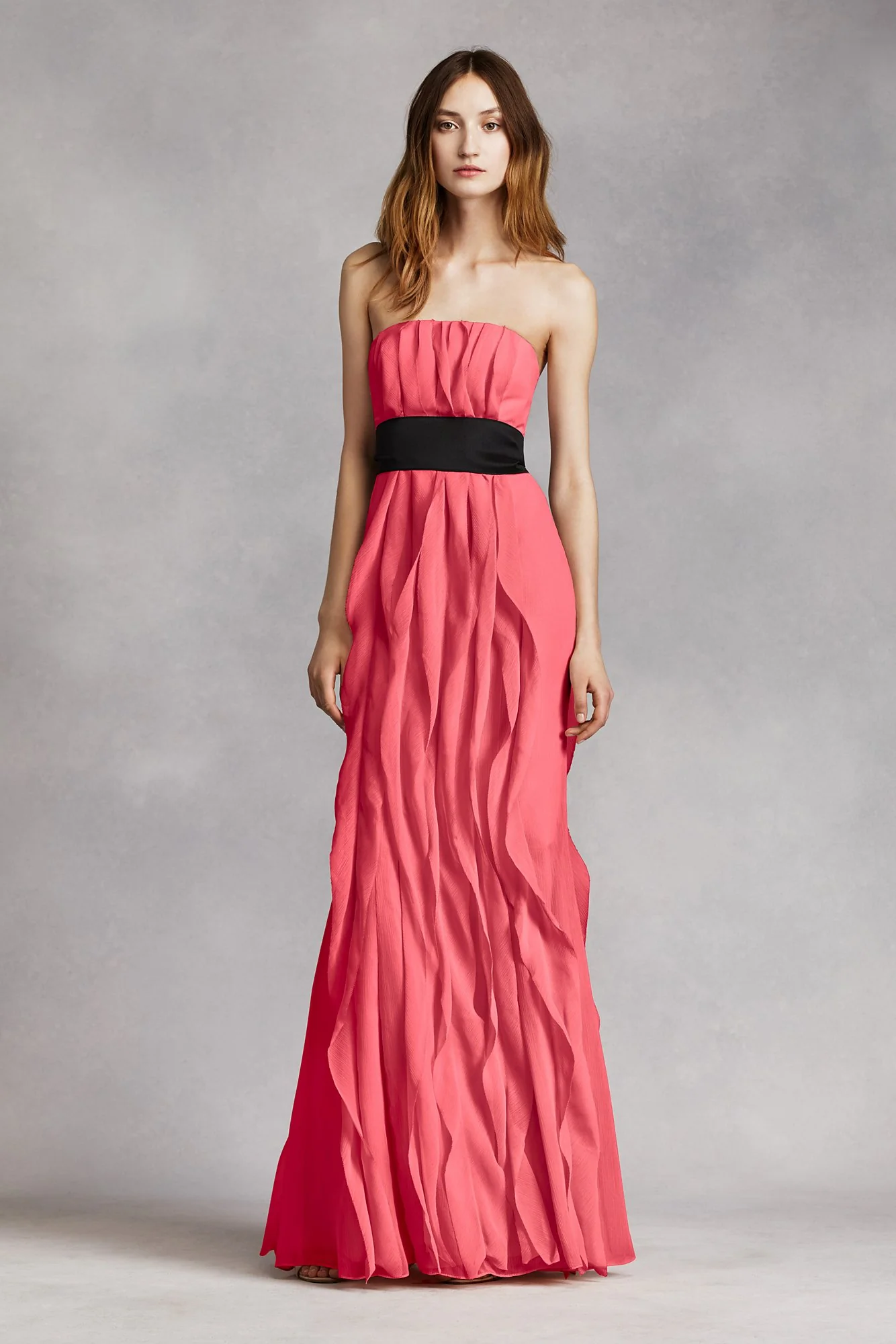 Strapless Crinkle Chiffon Dress with Mikado Sash - Image 9