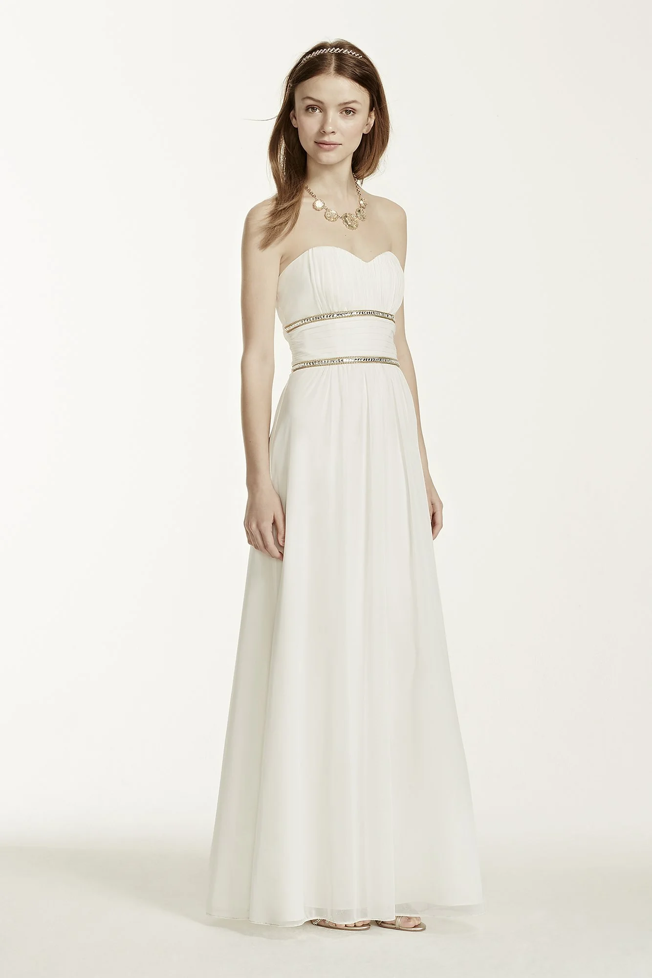 Strapless Dress with Beaded Waist Detail
