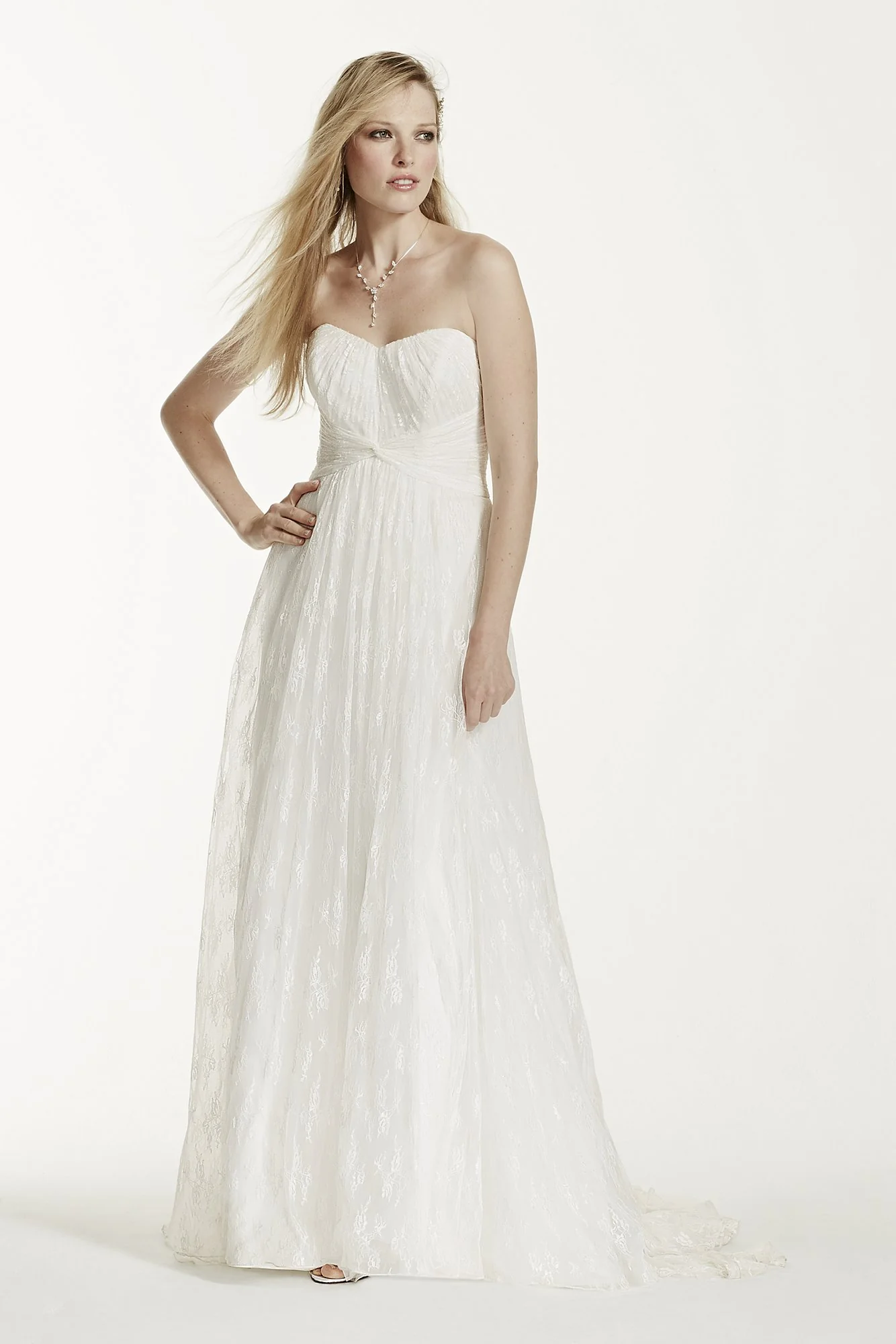 Strapless Empire Waist Lace Gown - Image 5