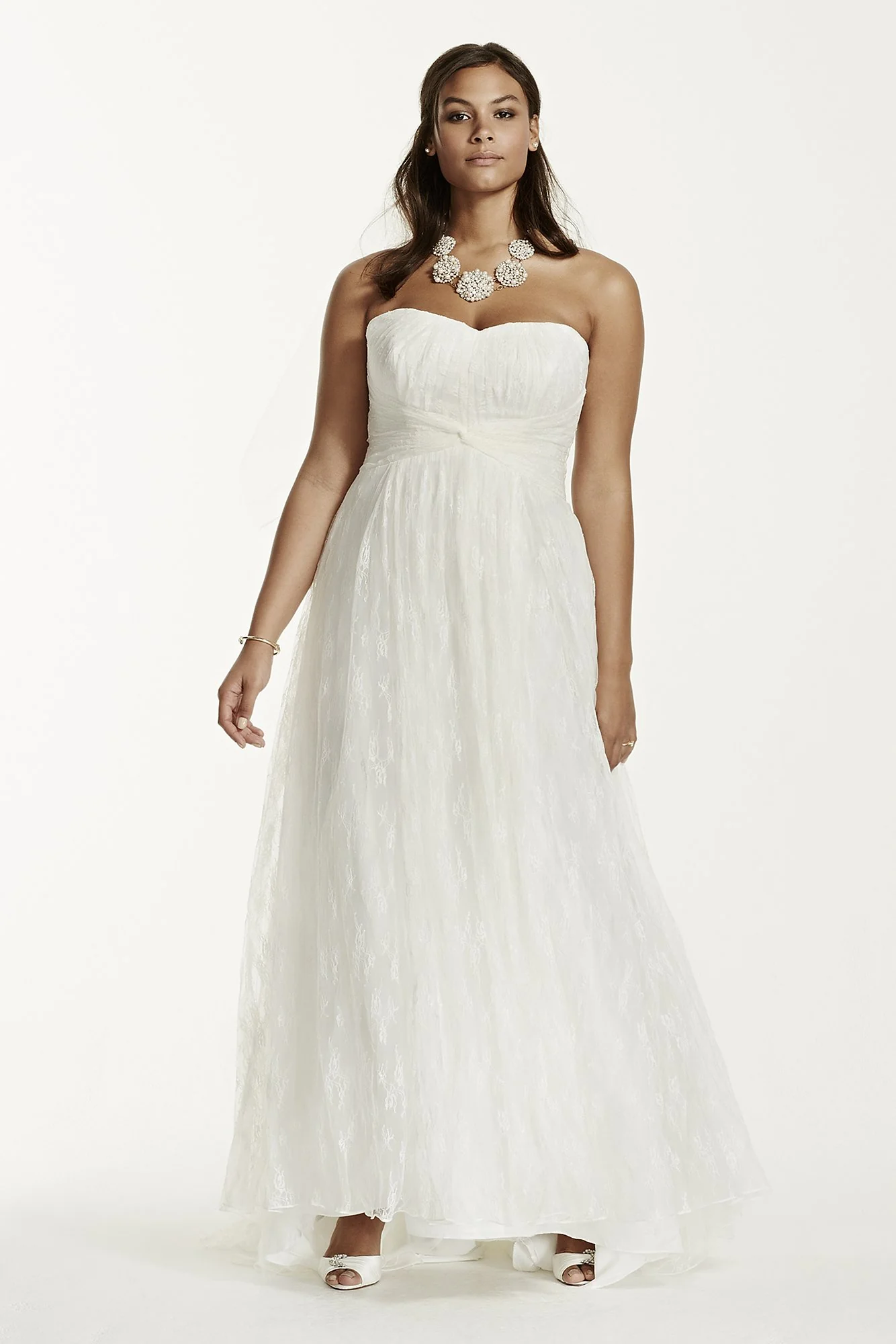 Strapless Empire Waist Lace Gown - Image 7