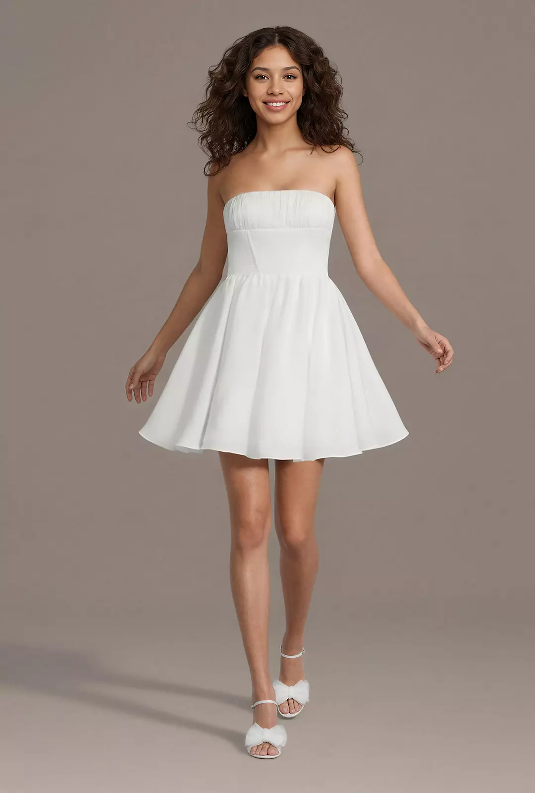 Strapless Eyelet A-Line Dress with Lace-Up Back - Image 4