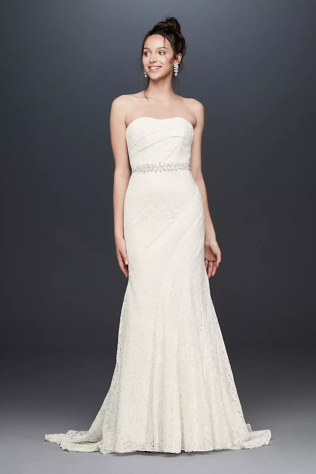 Strapless Floral Crochet Lace Seamed Wedding Dress - Image 22