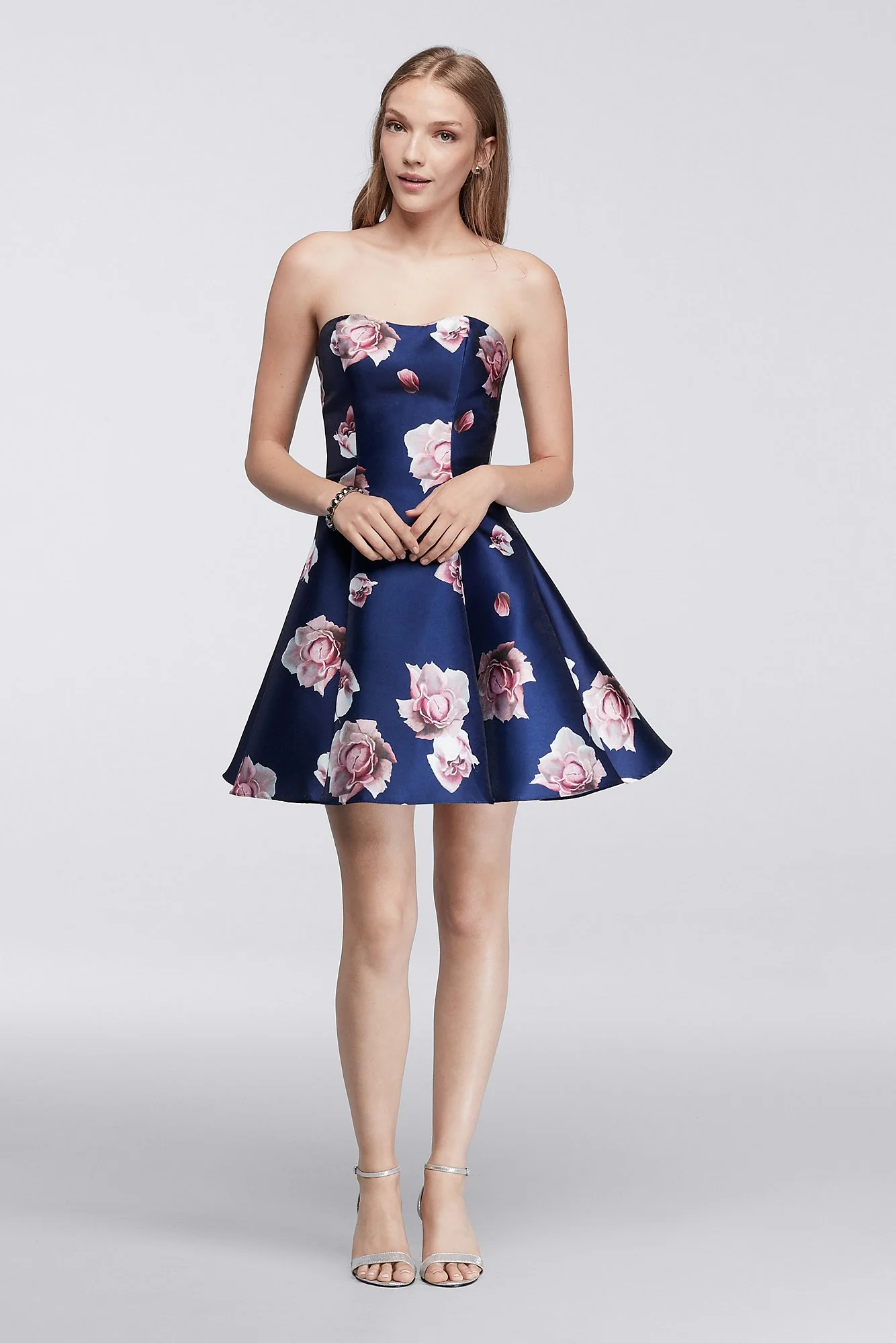 Strapless Floral Homecoming Dress - Image 2