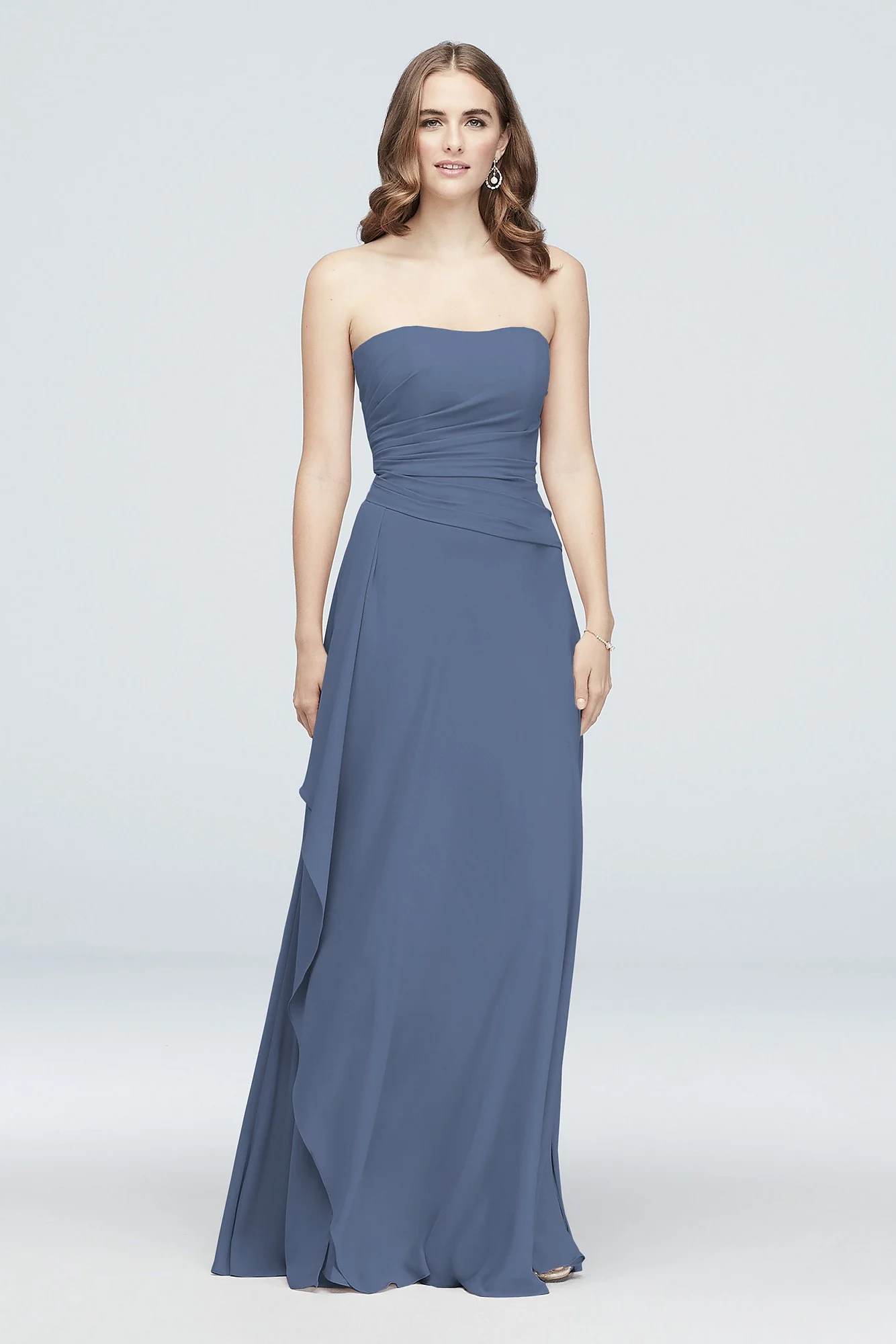 Strapless Georgette Cascade Bridesmaid Dress - Image 10