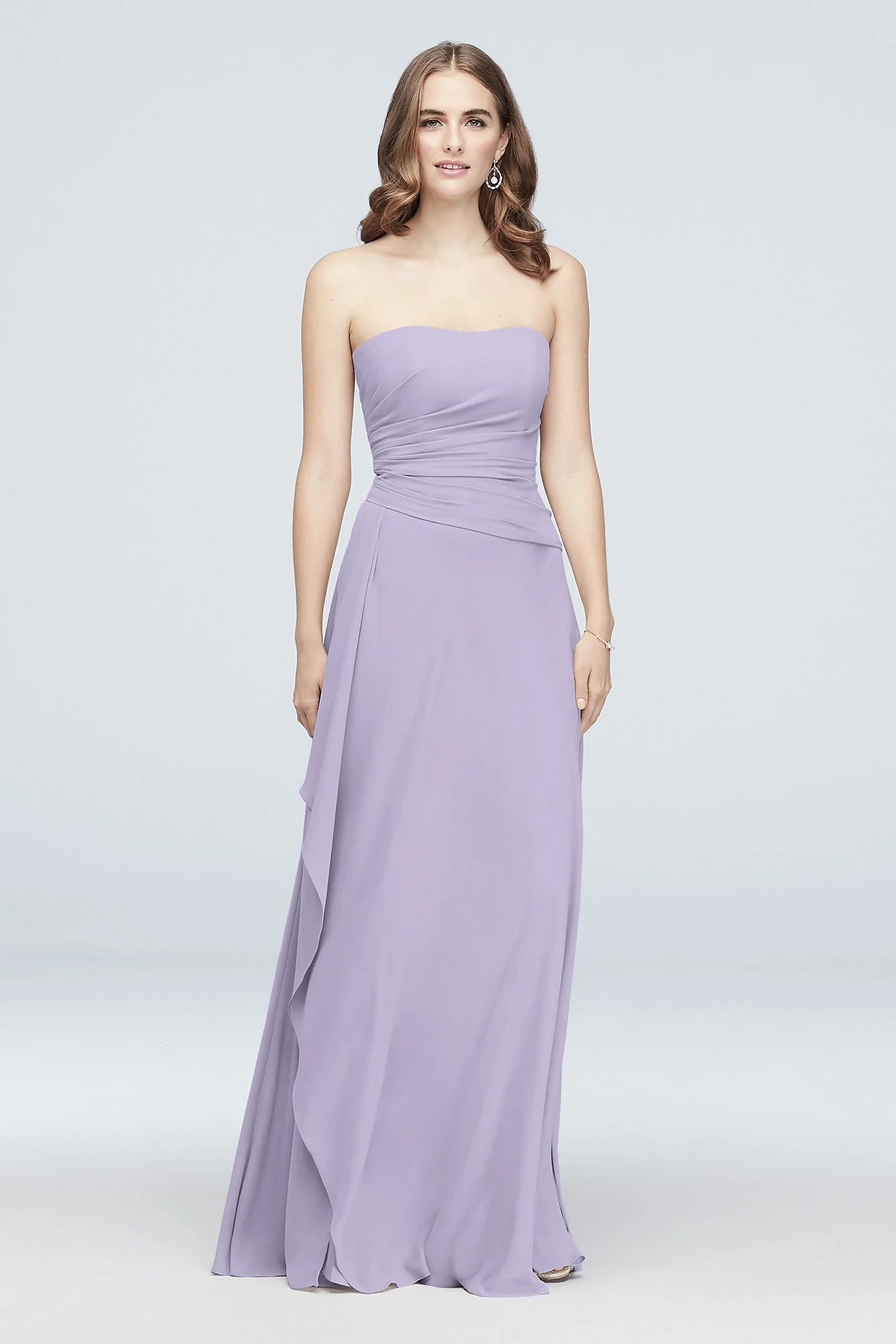 Strapless Georgette Cascade Bridesmaid Dress - Image 12