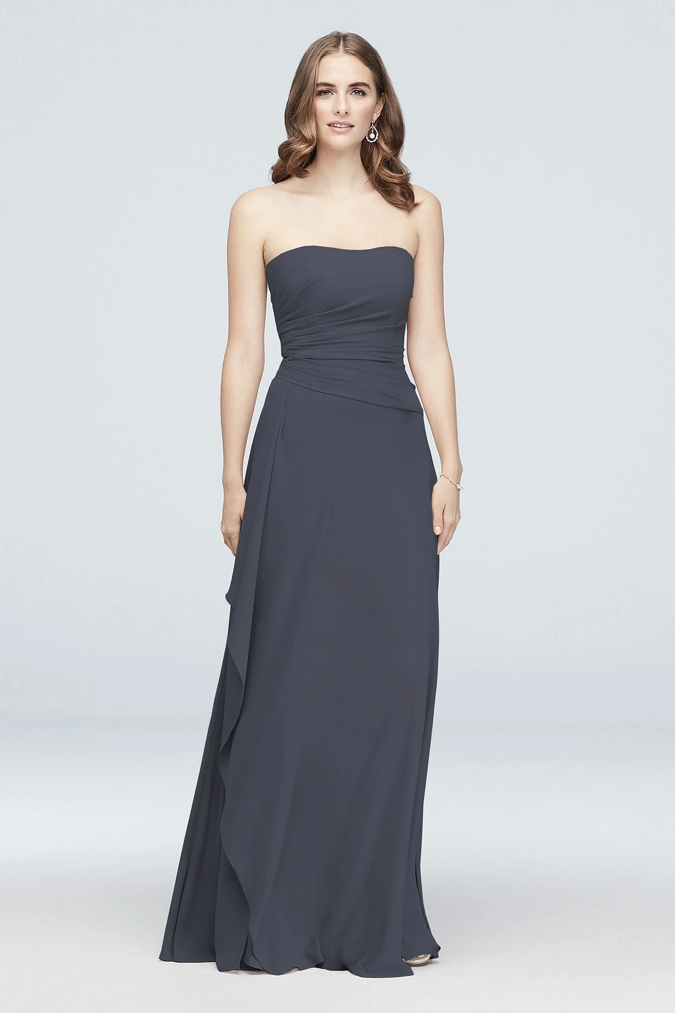 Strapless Georgette Cascade Bridesmaid Dress - Image 27