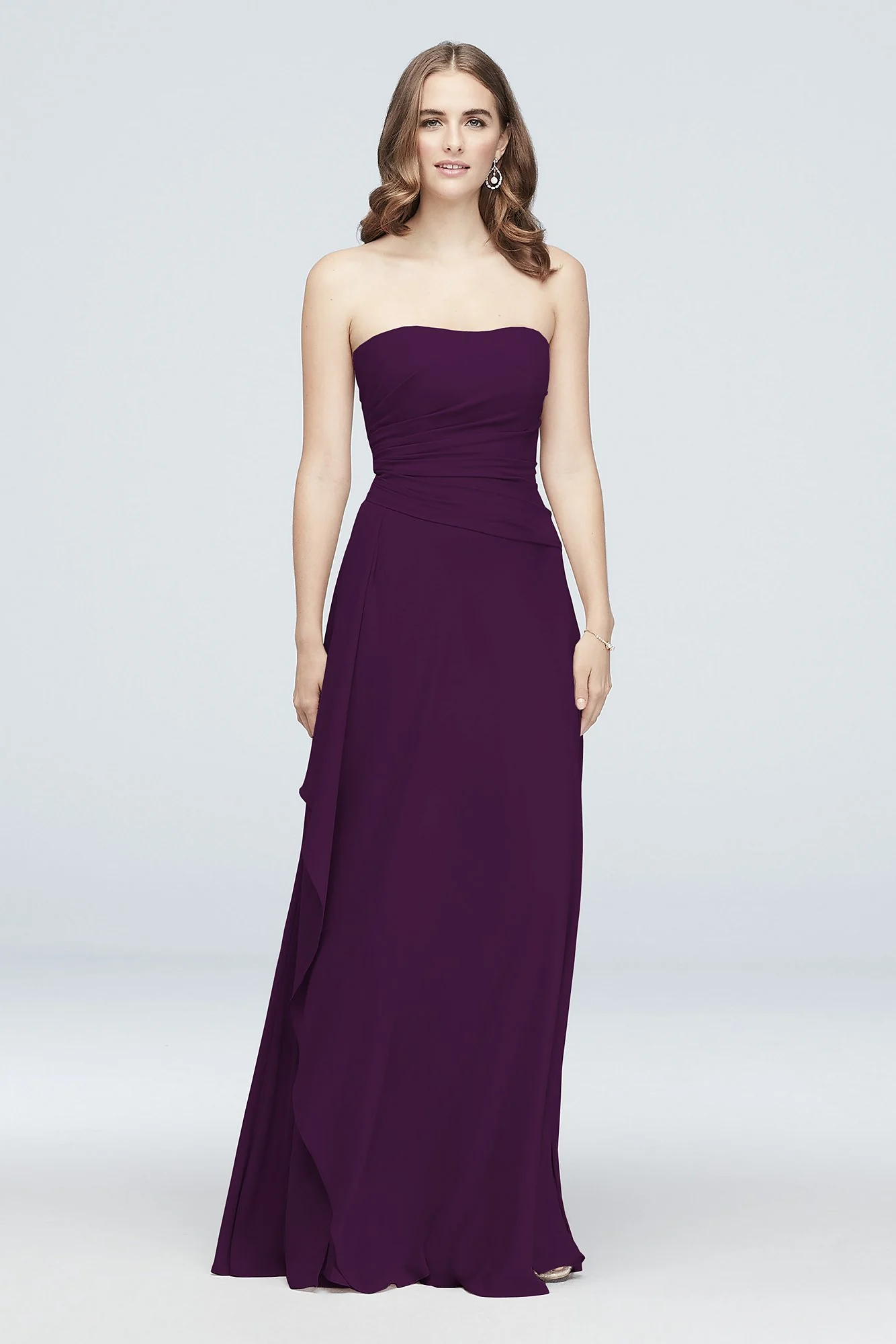 Strapless Georgette Cascade Bridesmaid Dress - Image 33