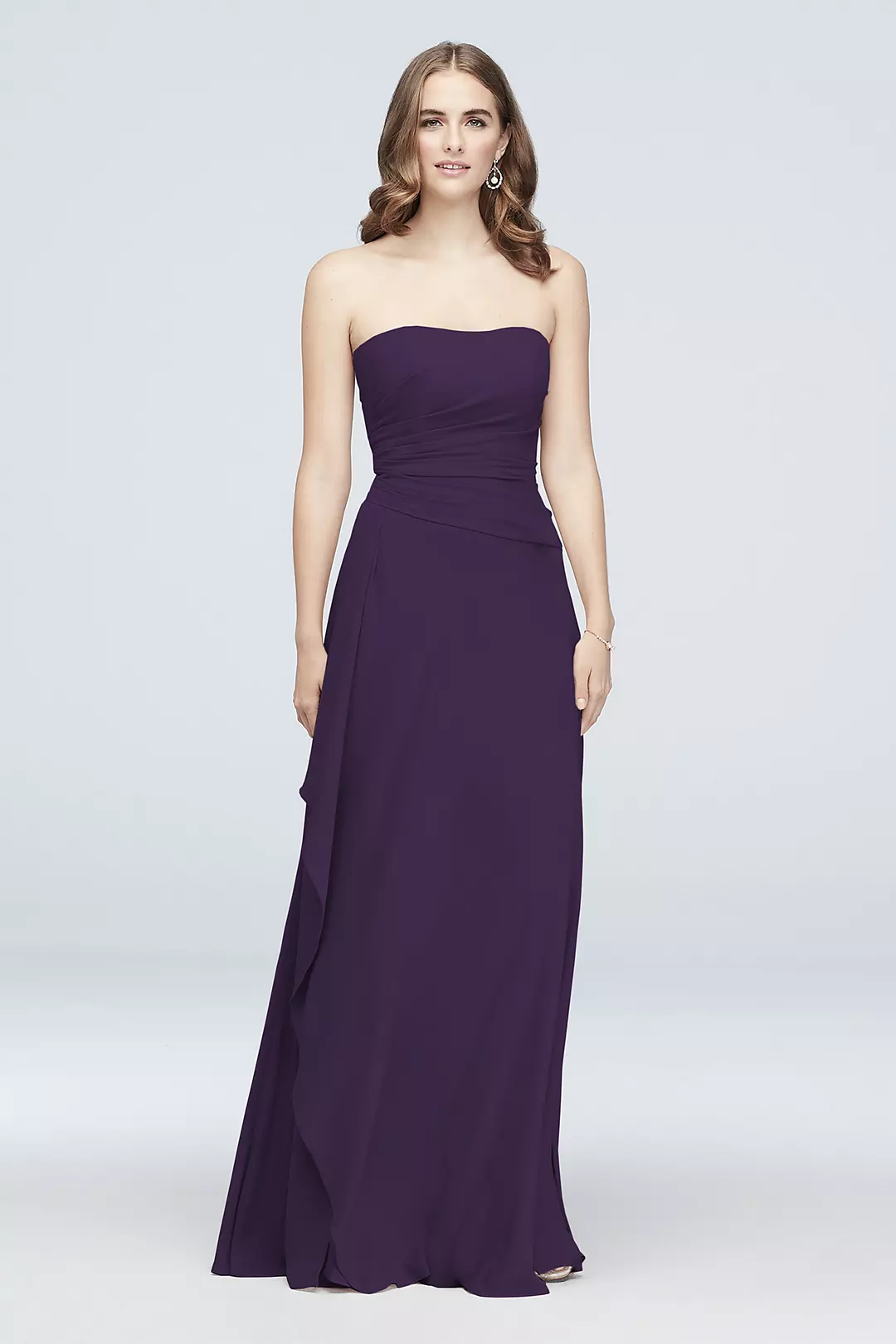 Strapless Georgette Cascade Bridesmaid Dress - Image 44
