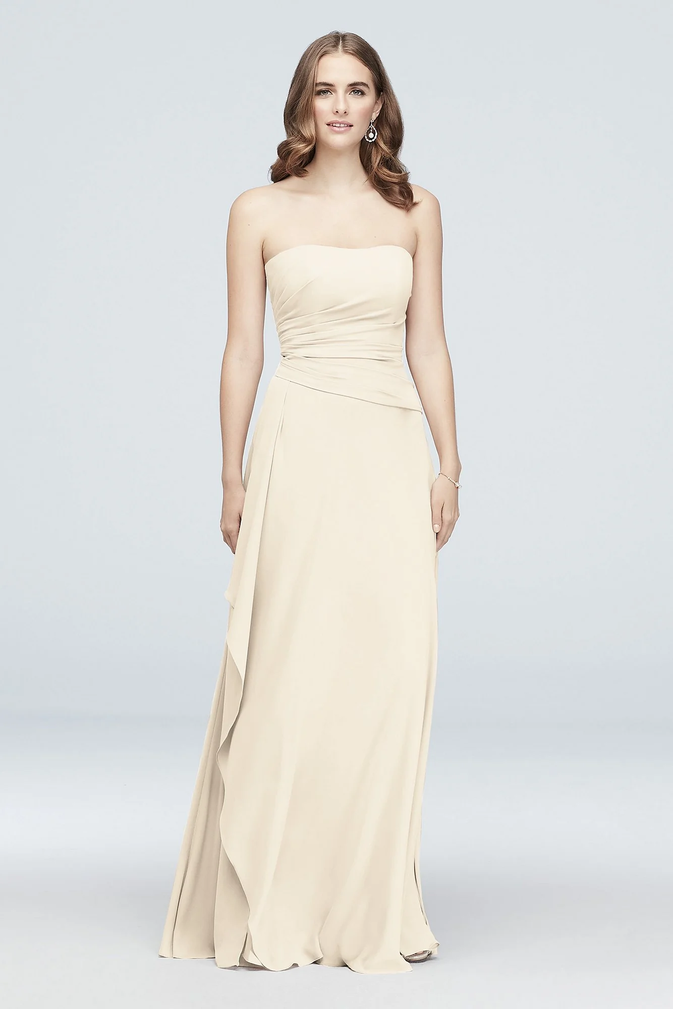 Strapless Georgette Cascade Bridesmaid Dress - Image 47