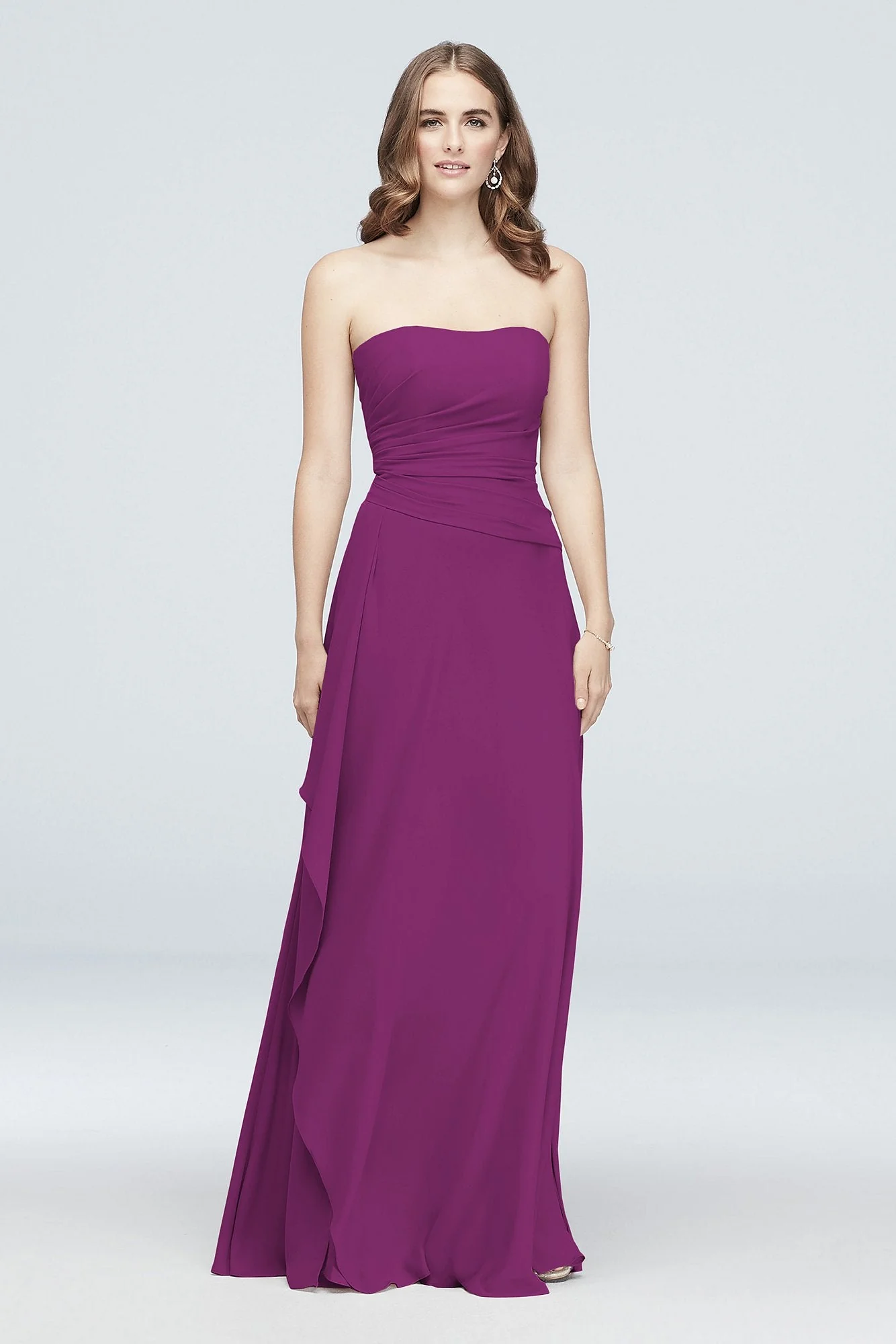 Strapless Georgette Cascade Bridesmaid Dress - Image 55