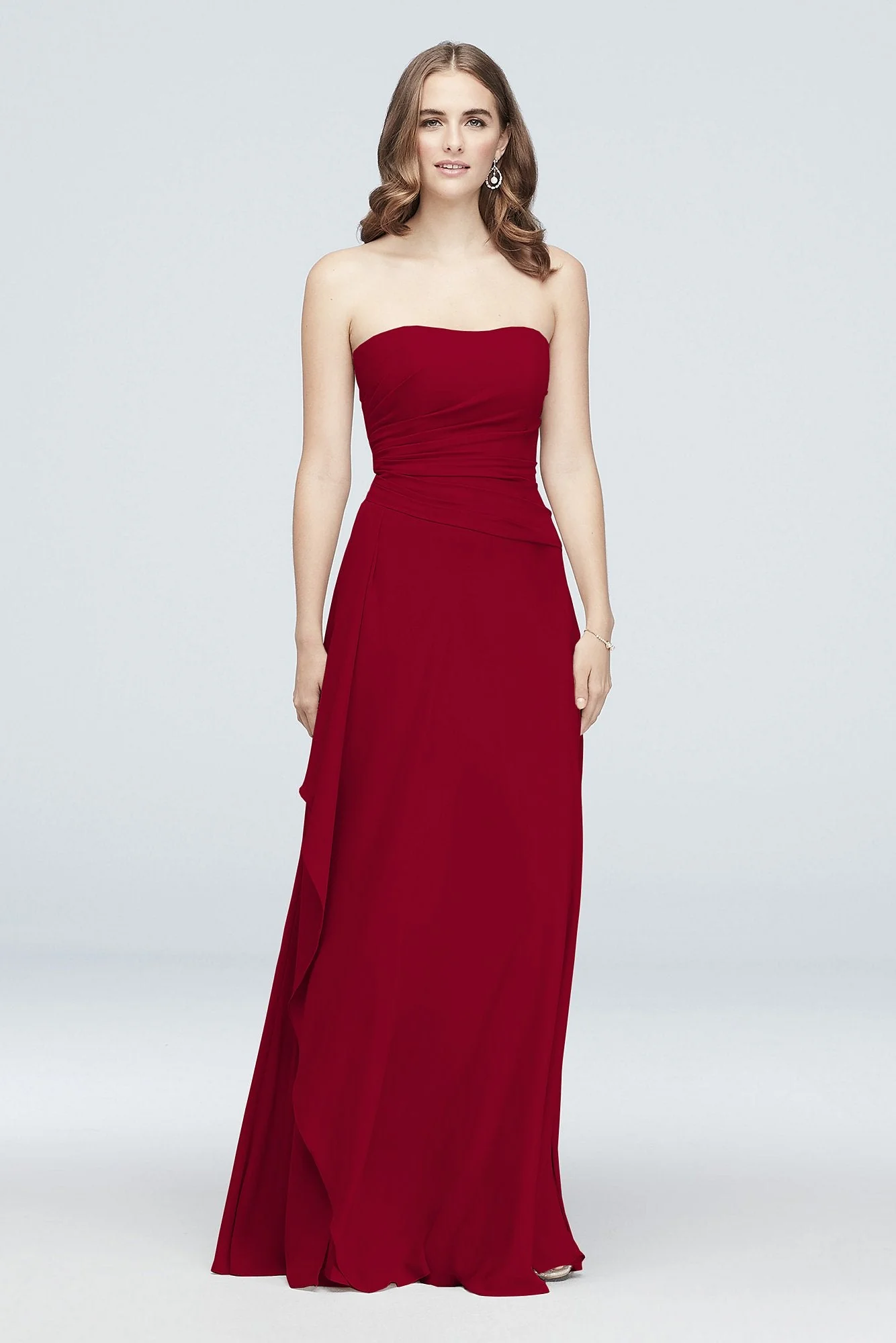 Strapless Georgette Cascade Bridesmaid Dress - Image 56