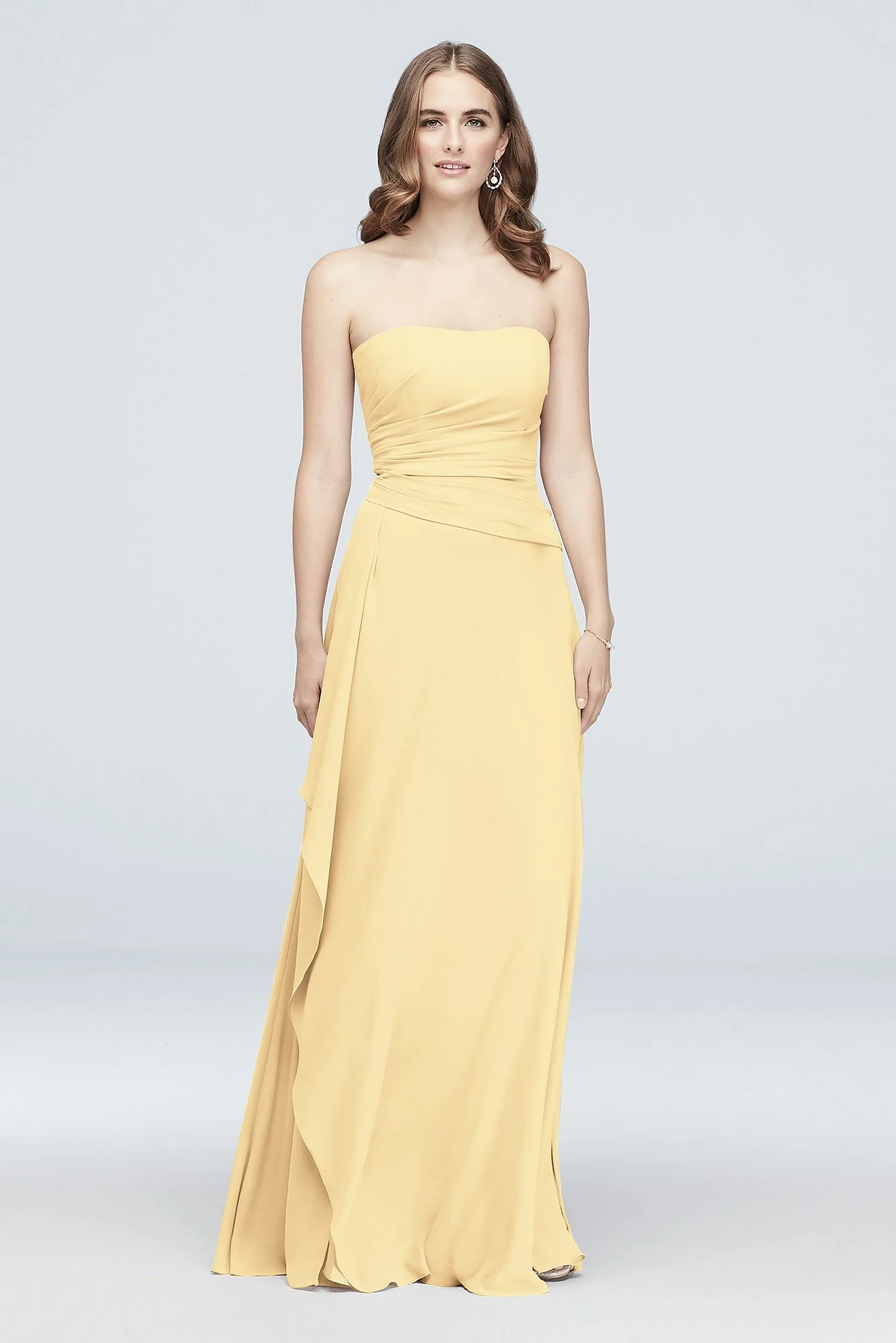 Strapless Georgette Cascade Bridesmaid Dress - Image 65
