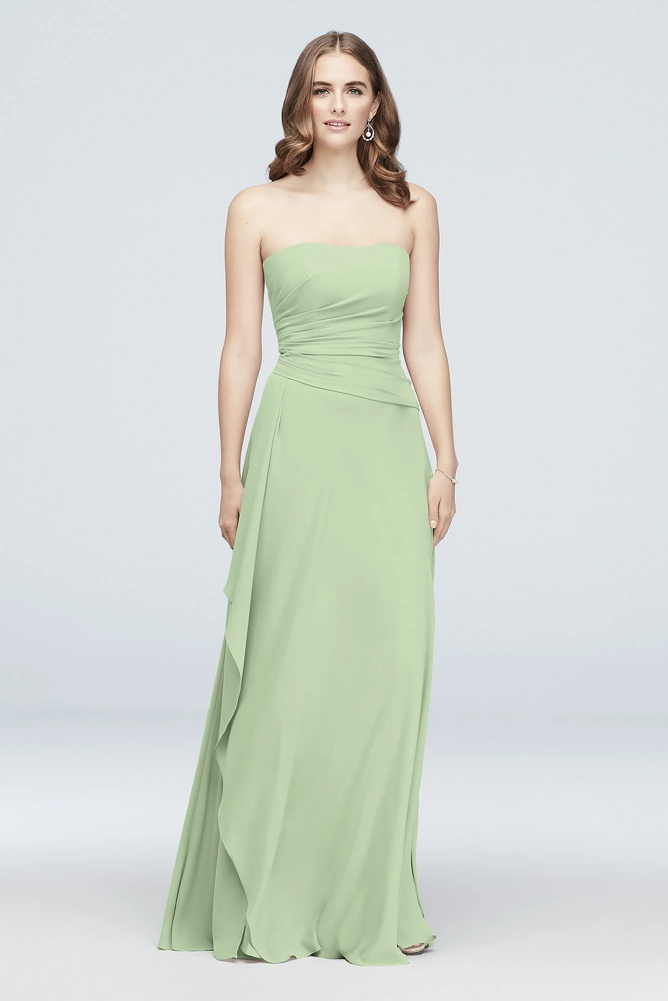 Strapless Georgette Cascade Bridesmaid Dress - Image 8