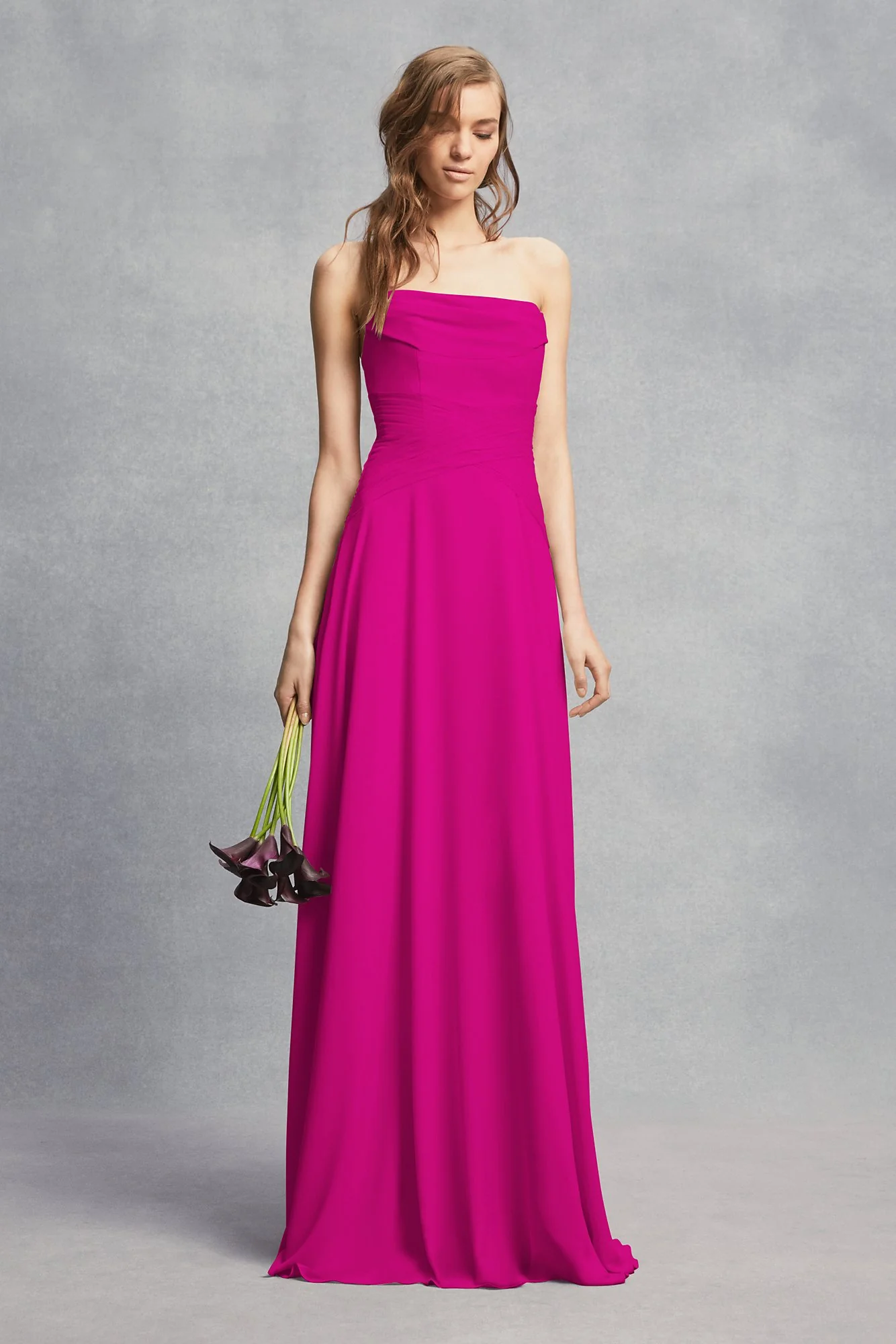 Strapless Georgette Sheath Bridesmaid Dress - Image 3