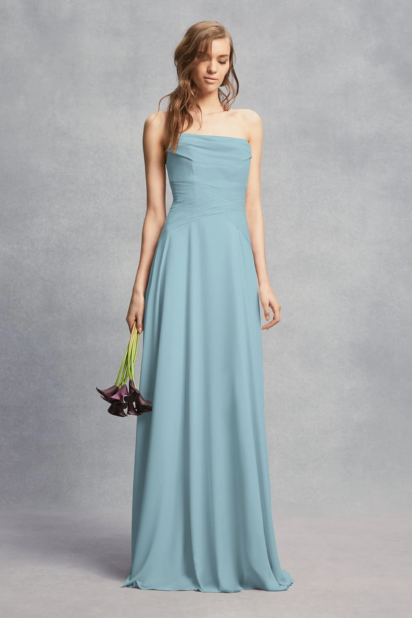 Strapless Georgette Sheath Bridesmaid Dress - Image 4