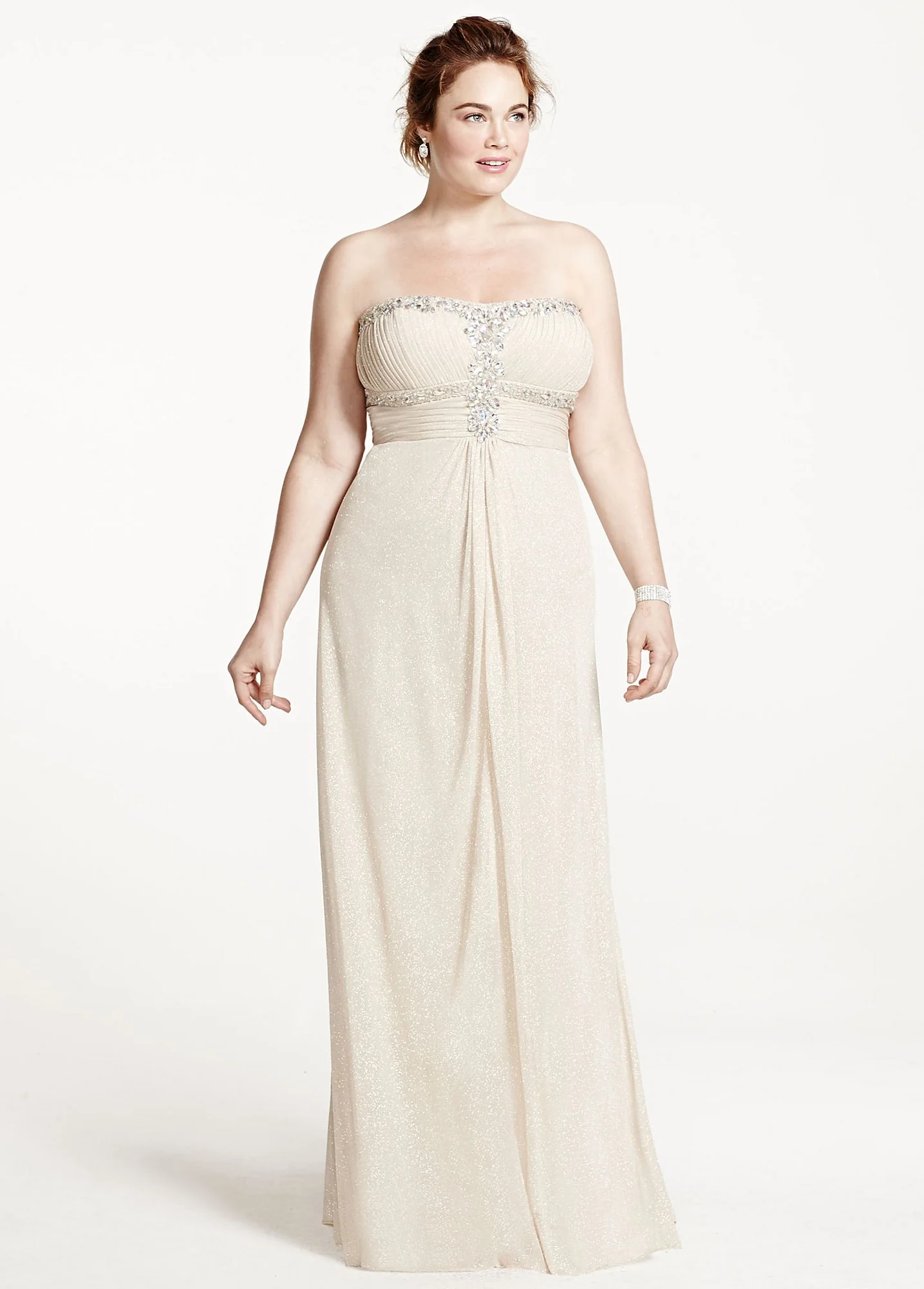 Strapless Glitter Jersey Dress with Shirred Bodice - Image 2