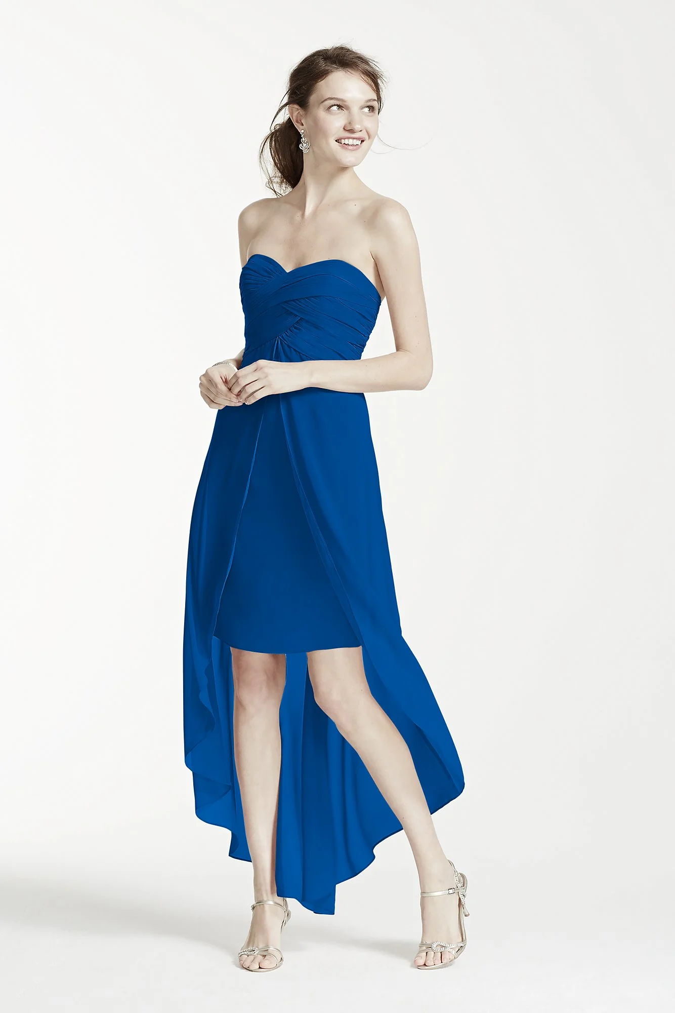 Strapless High Low Dress with Front Detail - Image 35